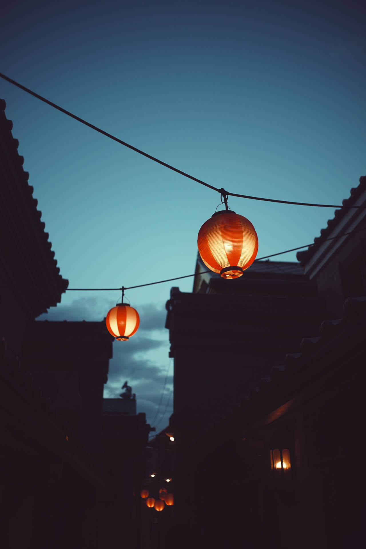 Chinese Lanterns At Night Background