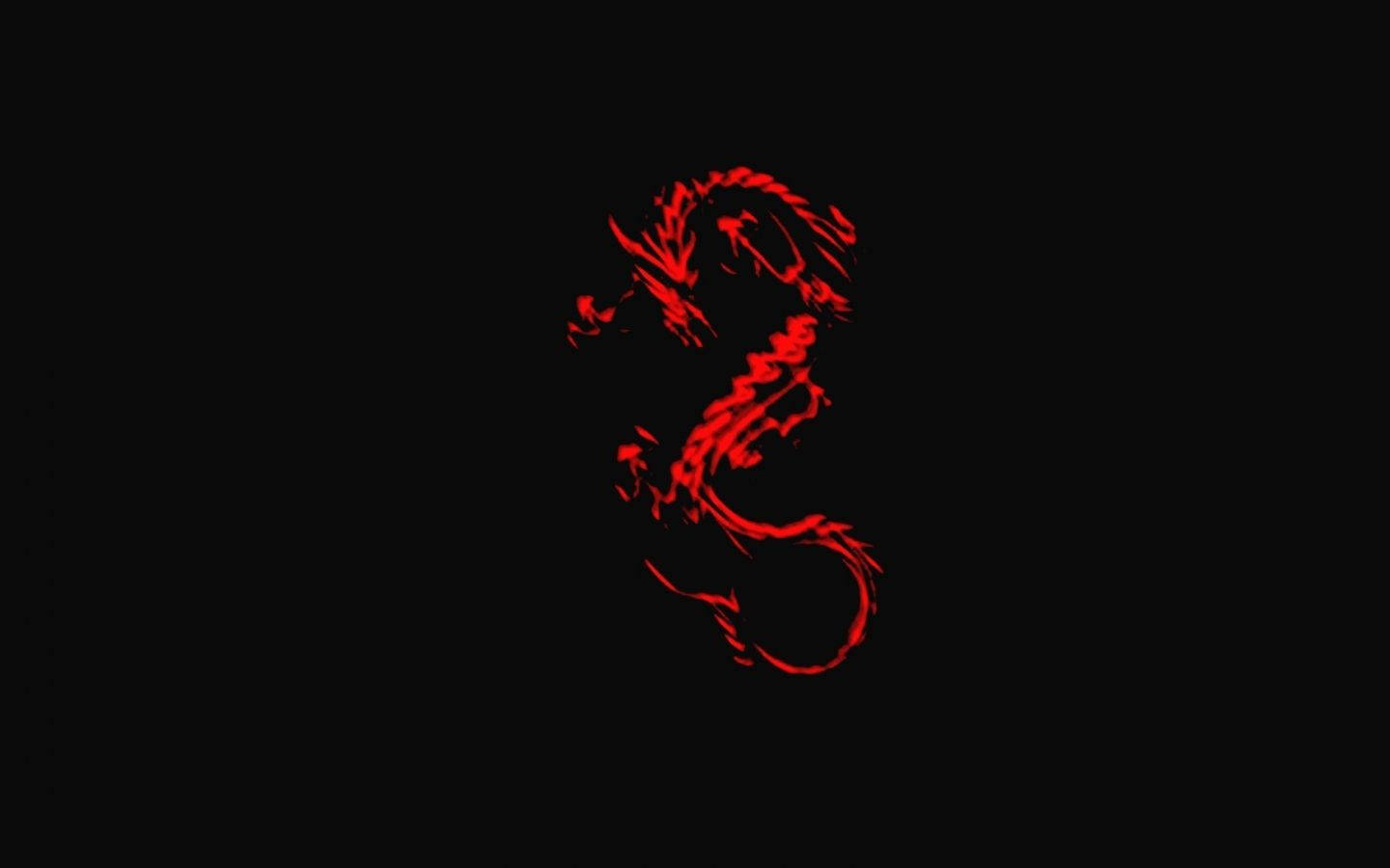 Chinese Minimalist Red Dragon Black Background