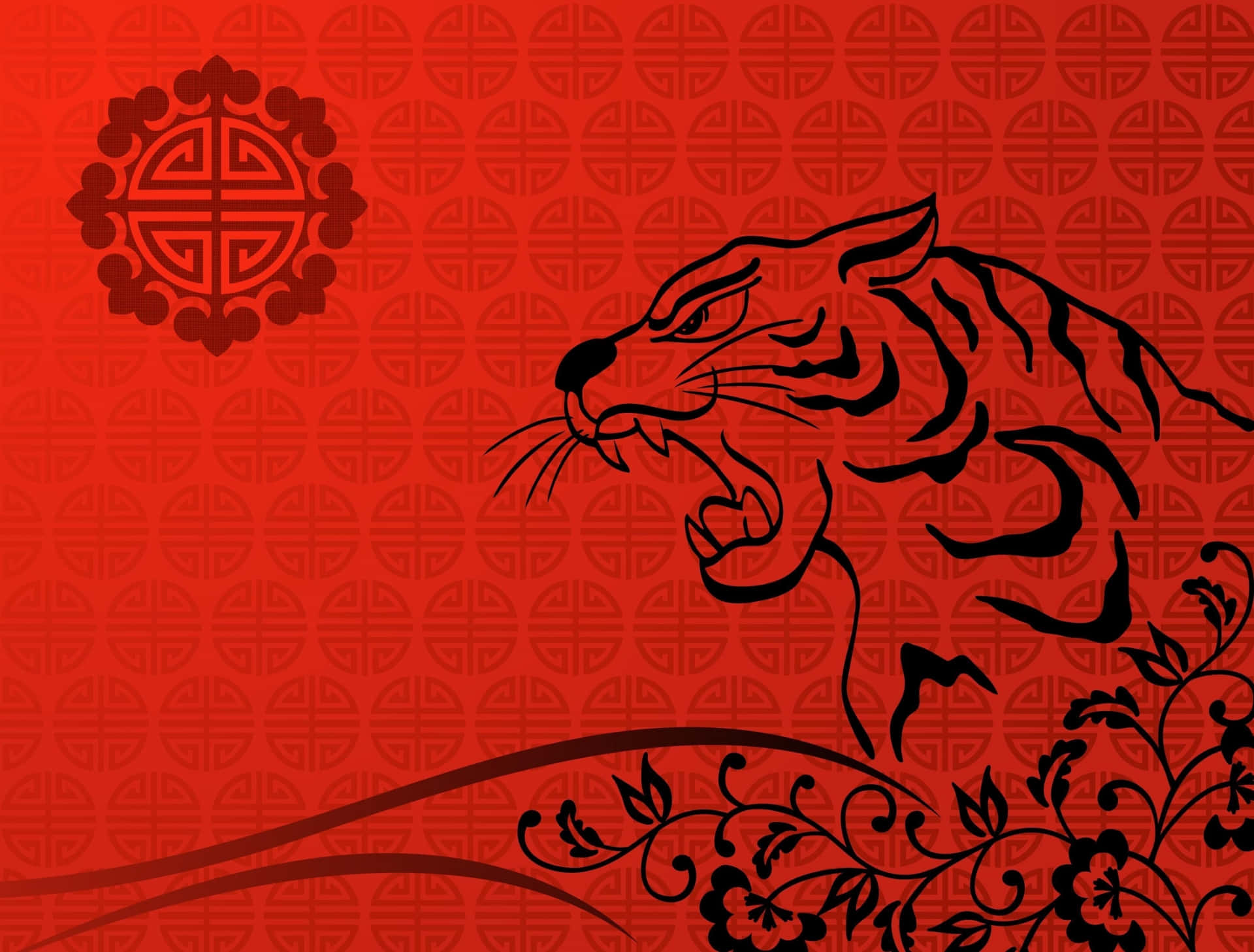 Chinese New Year 2022 Red Poster Tiger Background