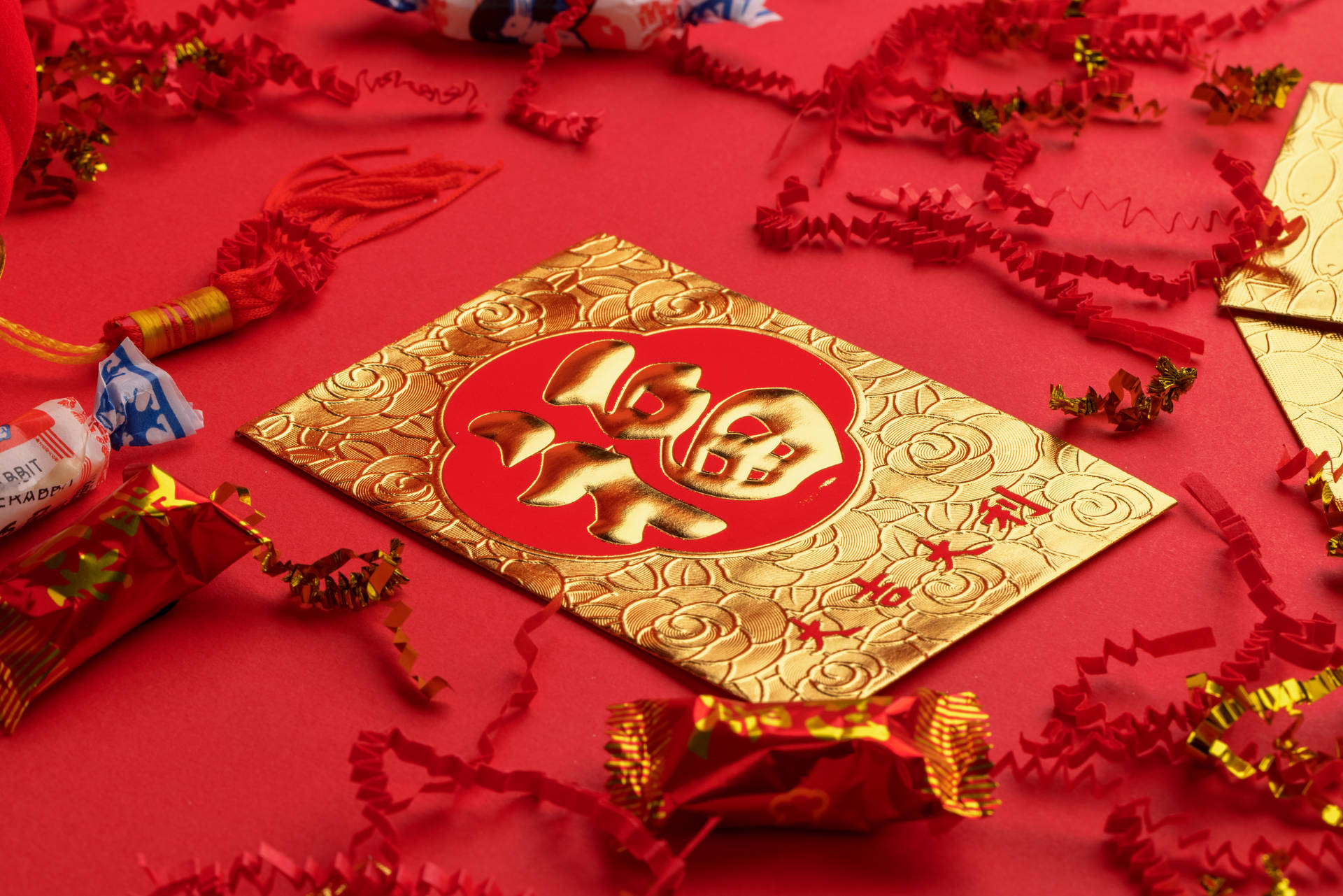 Chinese New Year Gold Good Luck Envelope Background
