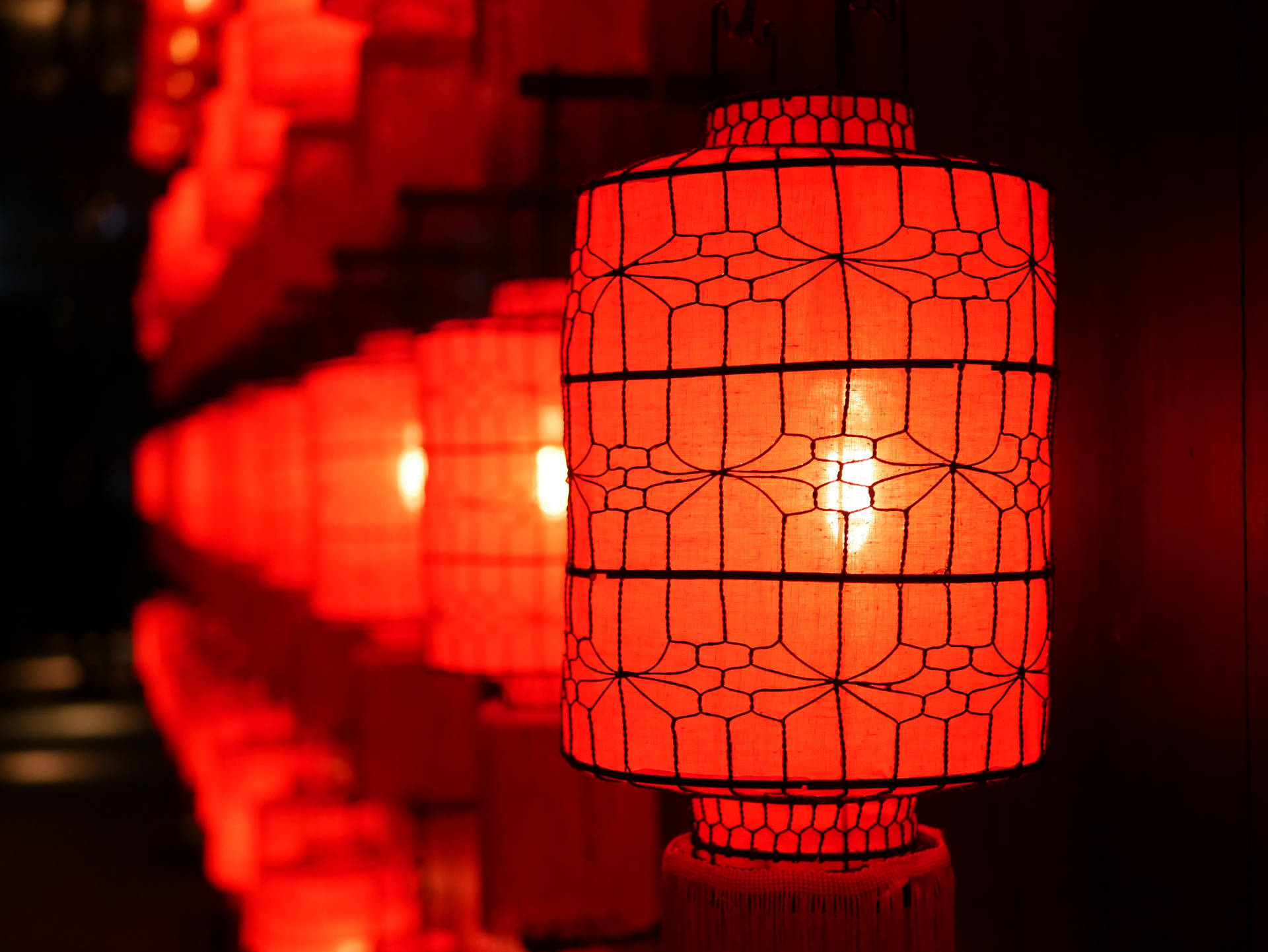Chinese New Year Lanterns At Night