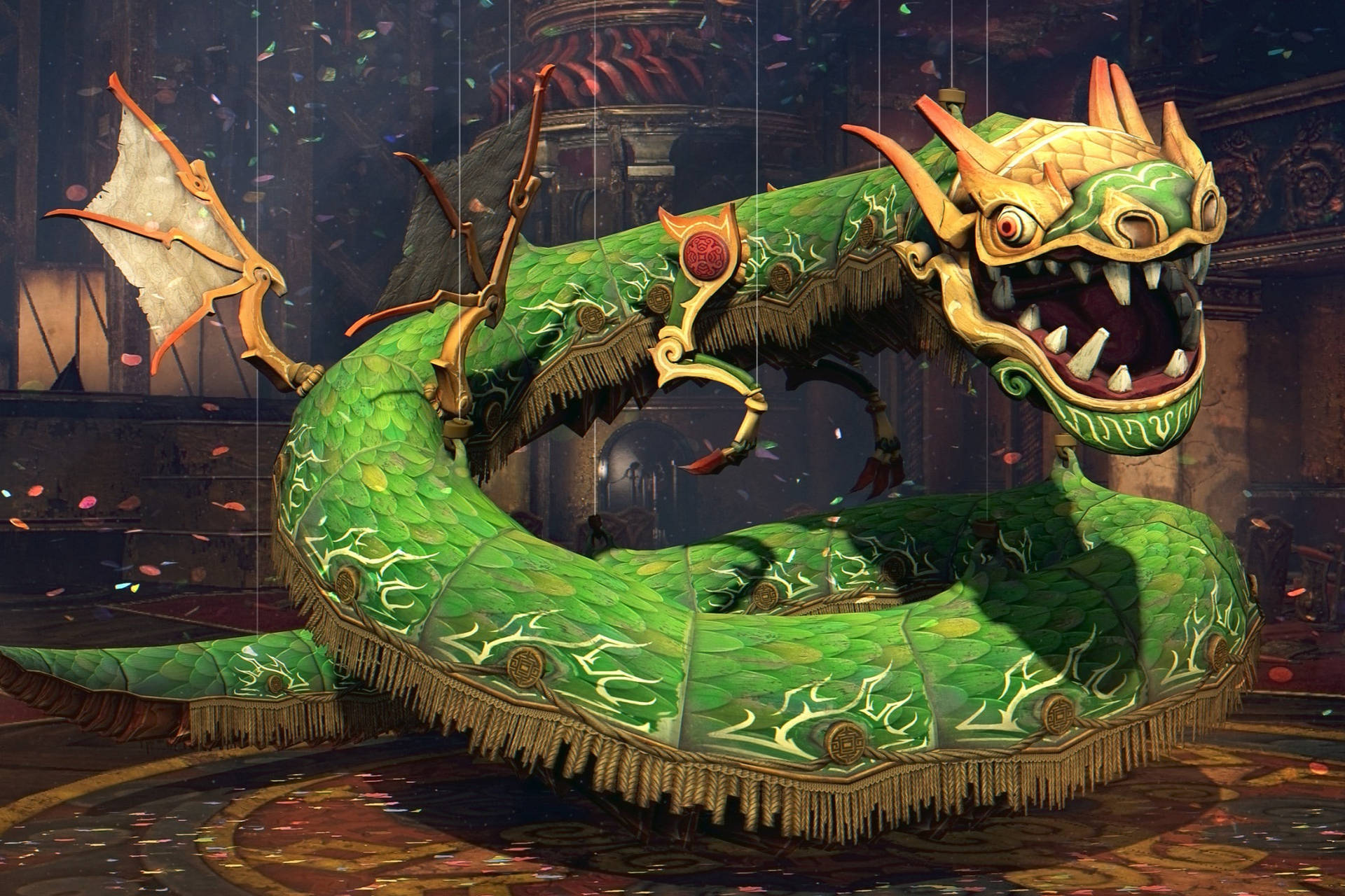Chinese Paper Green Dragon Background
