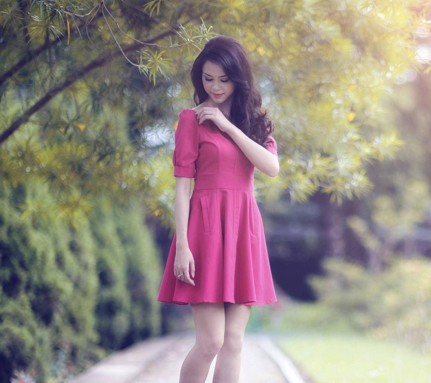 Chinese Woman In Red Dress