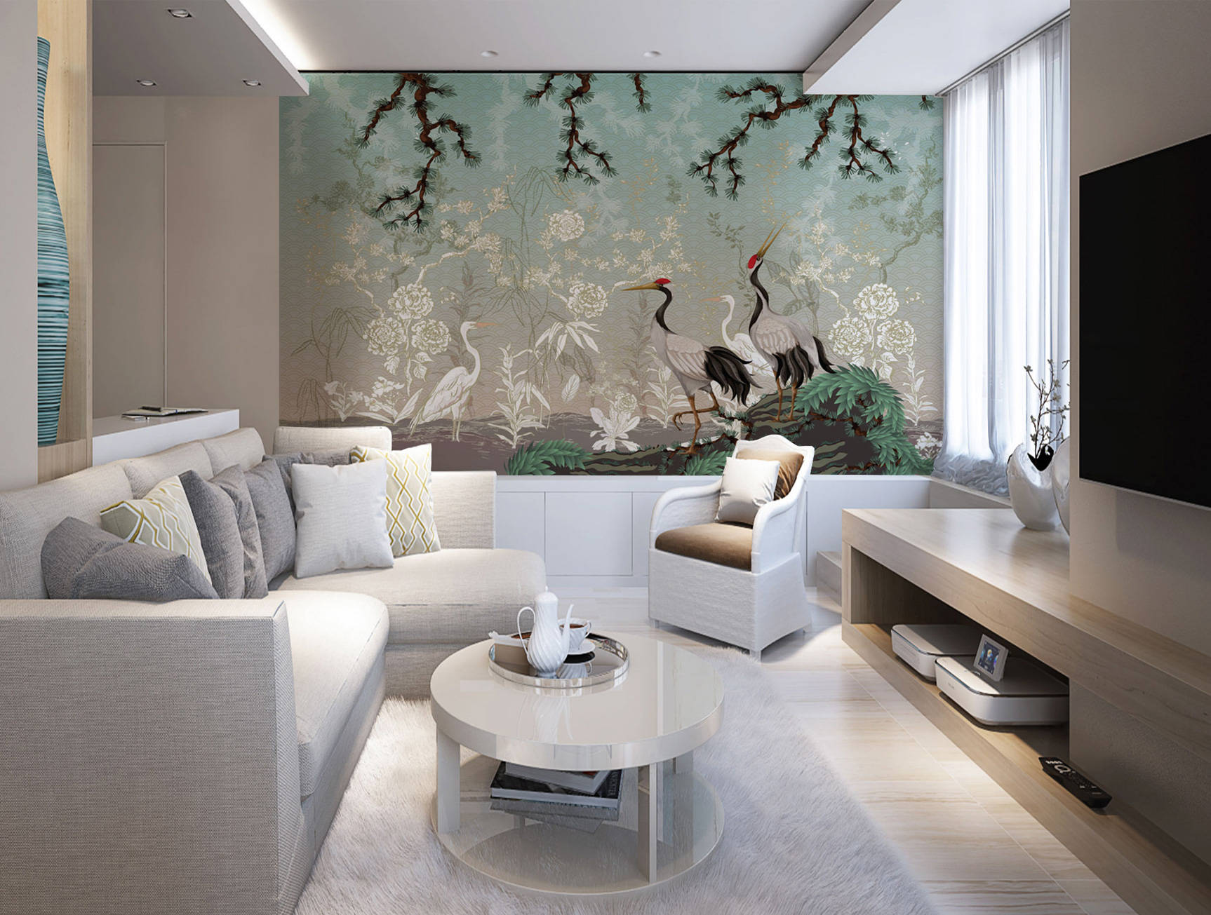 Chinoiserie Accent Wall Background