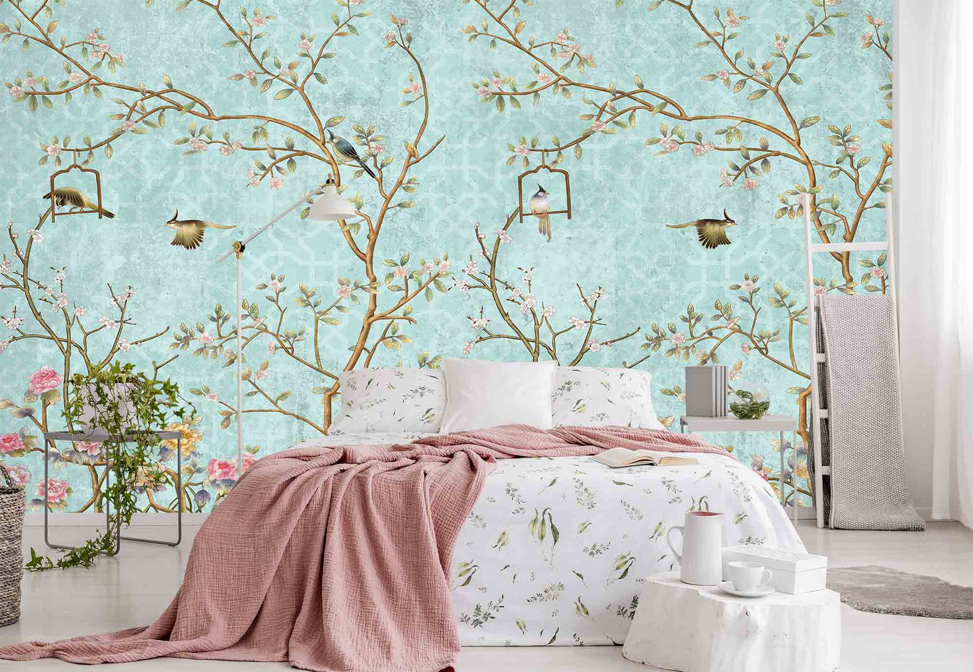 Chinoiserie Bedroom Wall Background