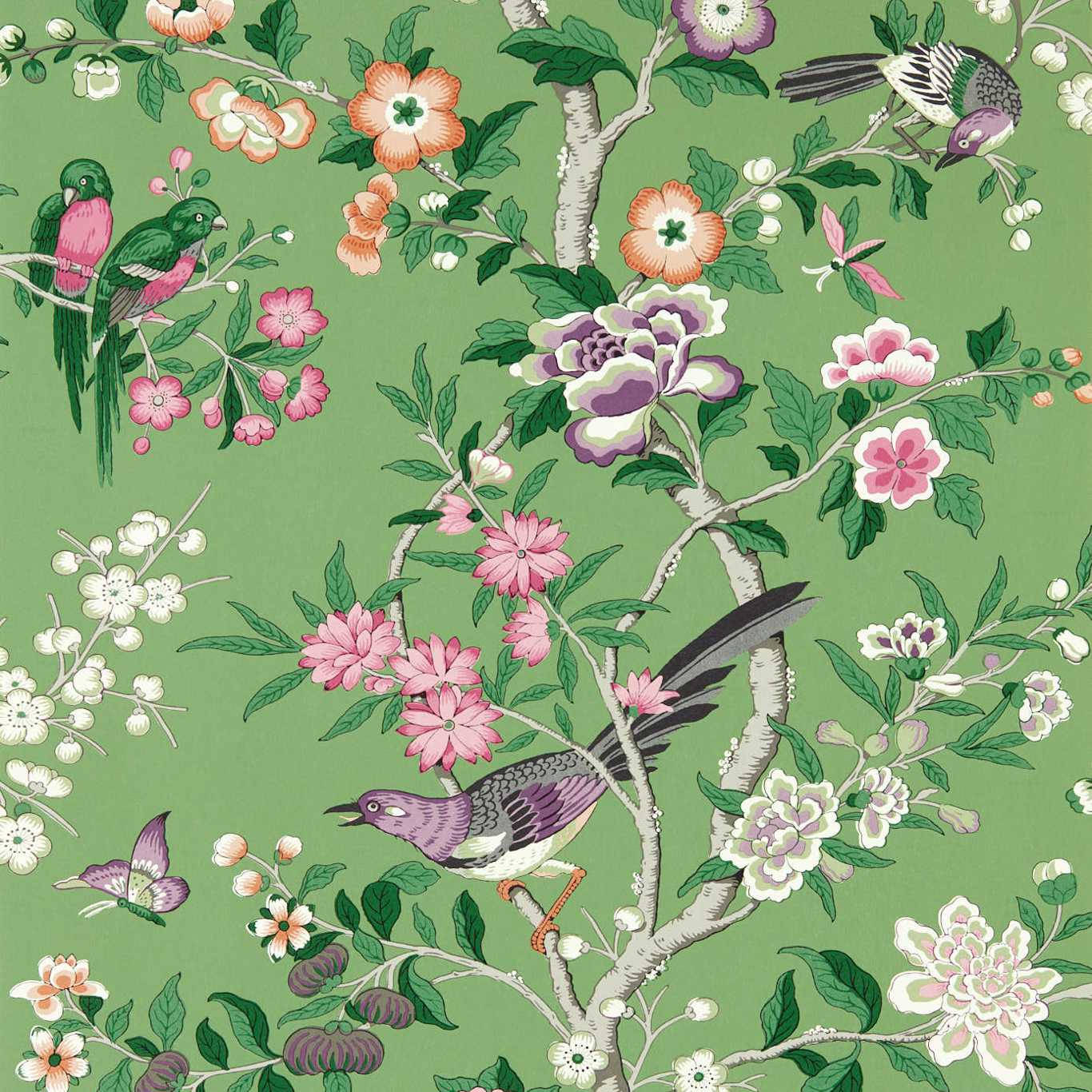 Chinoiserie Green Theme Background
