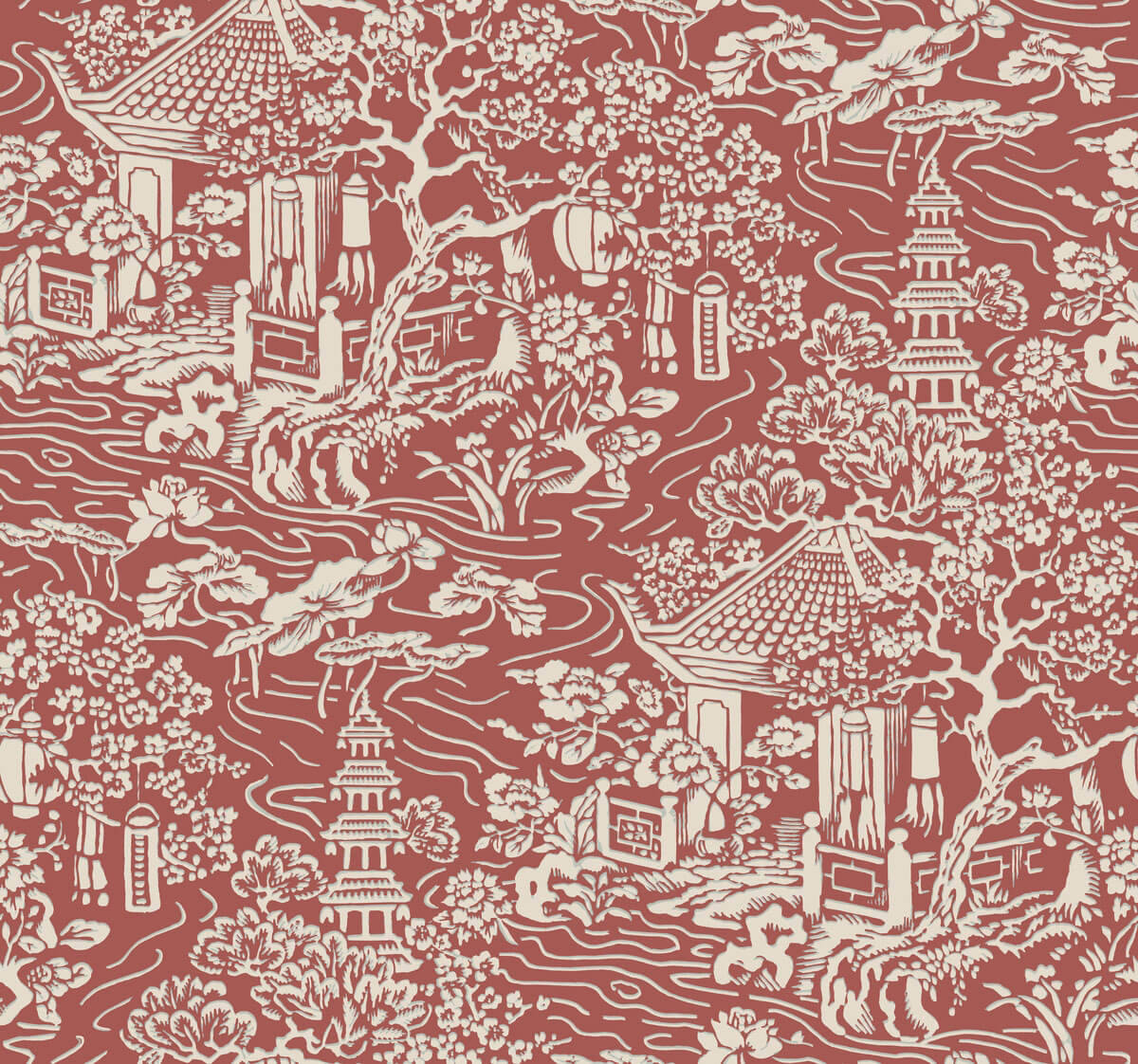 Chinoiserie Red Background Background