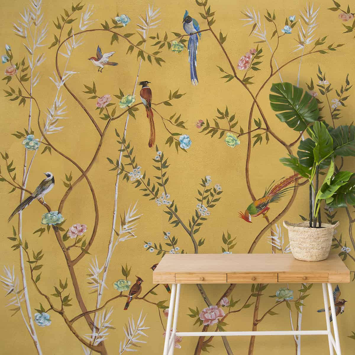 Chinoiserie Table And Plant Background