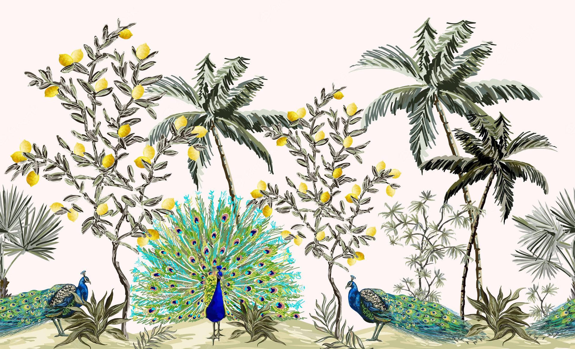 Chinoiserie Tropical Theme Background