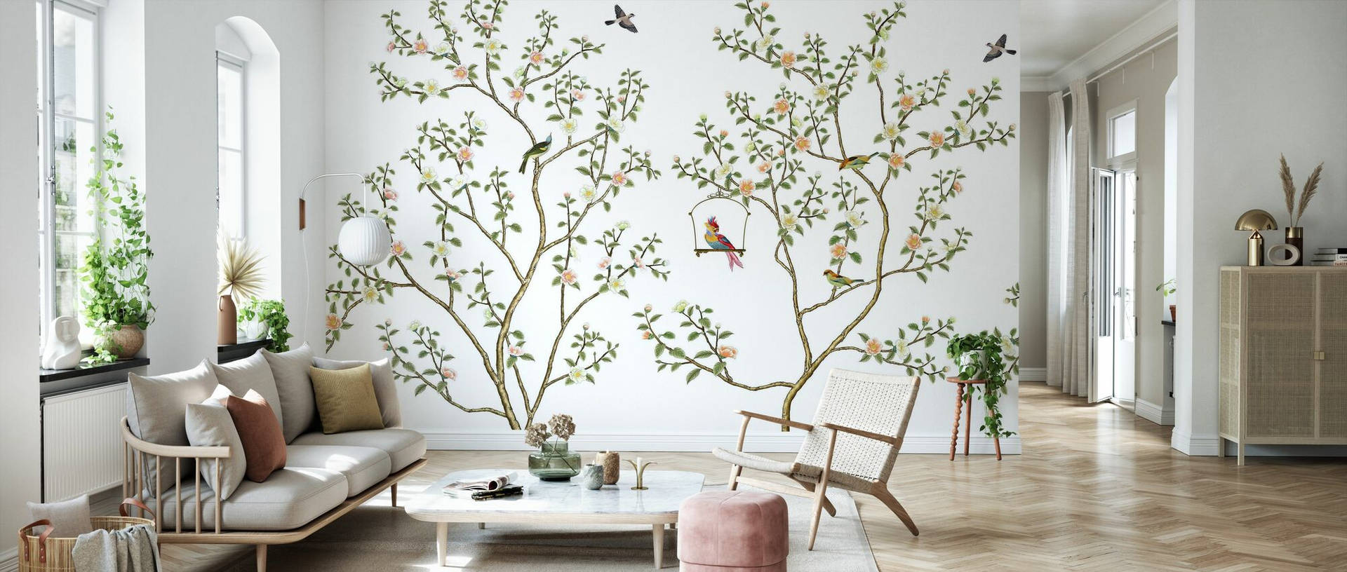 Chinoiserie Two Trees Background