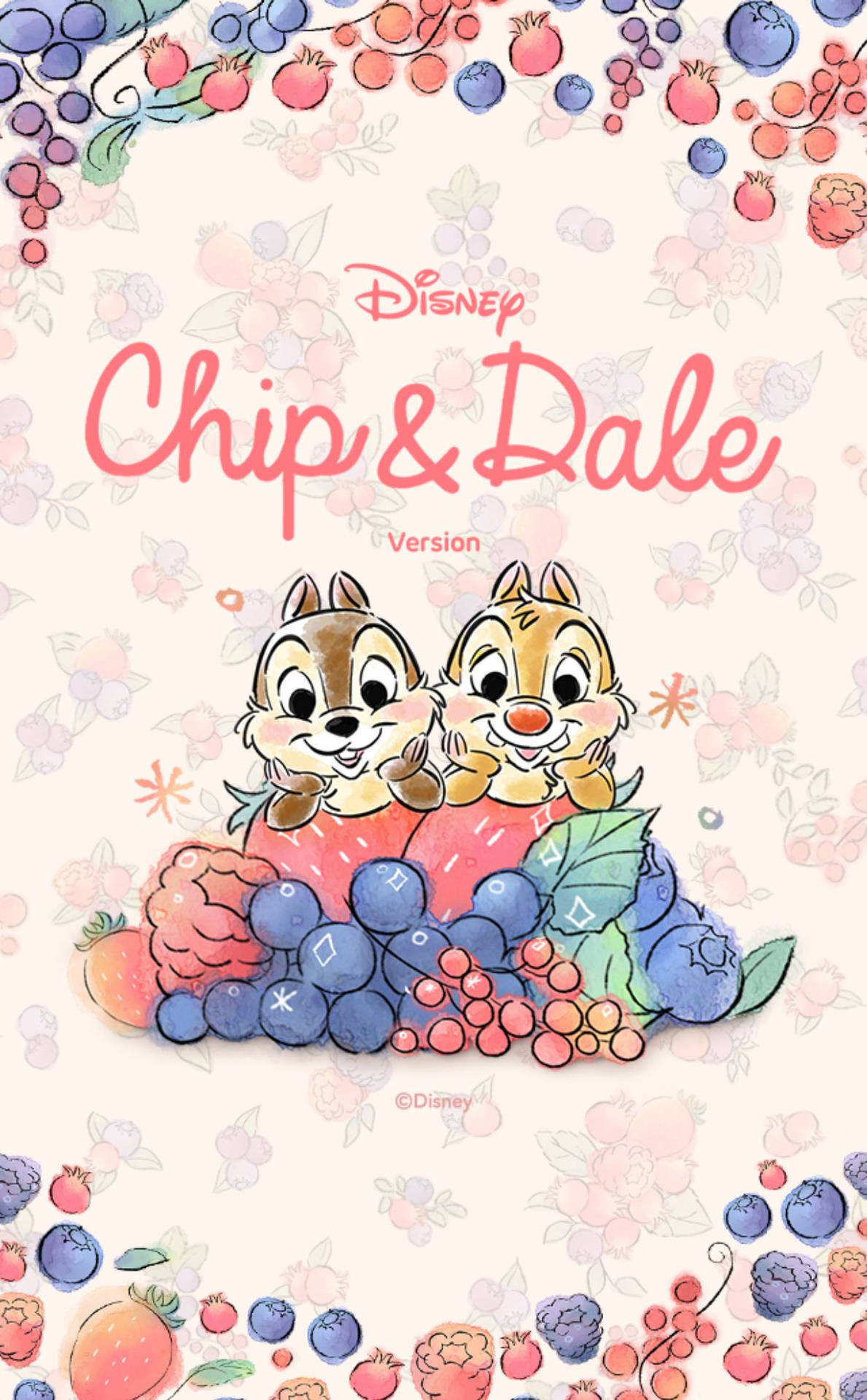 Chip N Dale On Fruity Backdrop Background