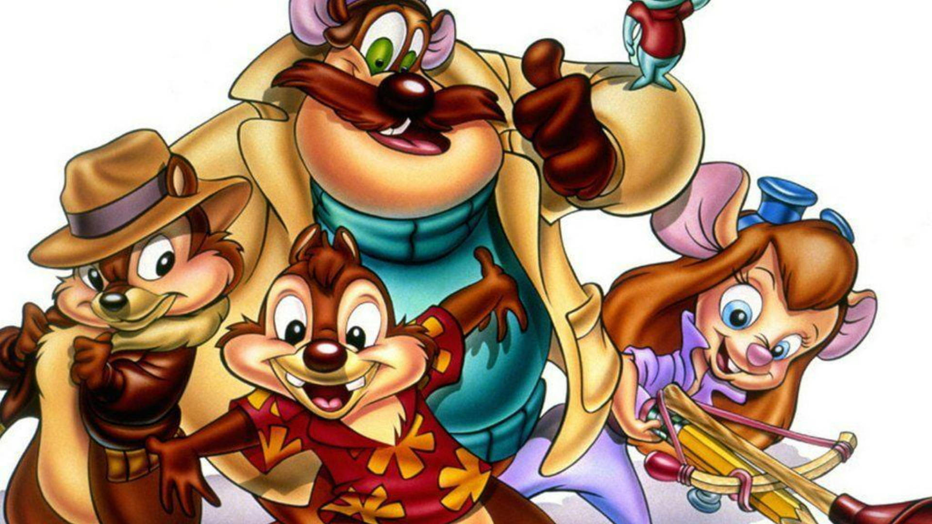 Chip N Dale Rescue Rangers Looking Happy Background