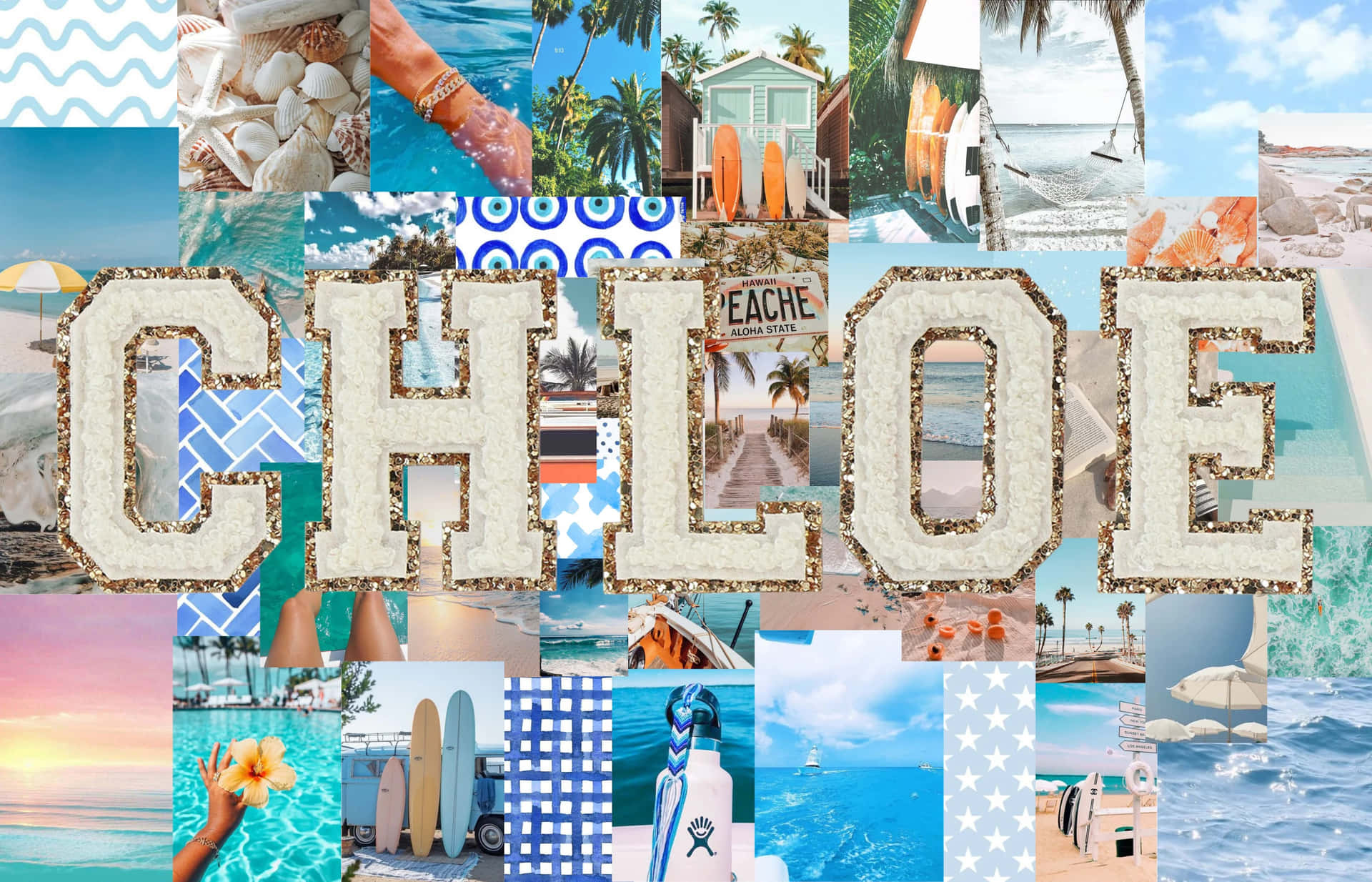 Chloe Beach Collage Background