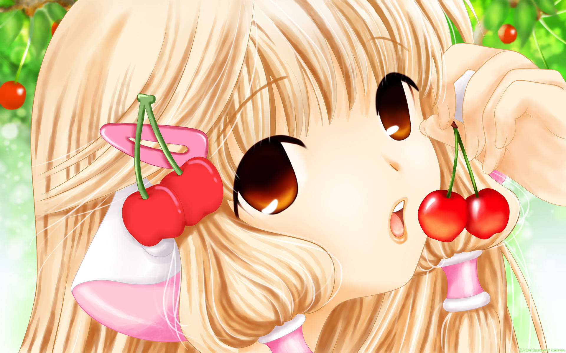 Chobits Chi Loves Cherries Background