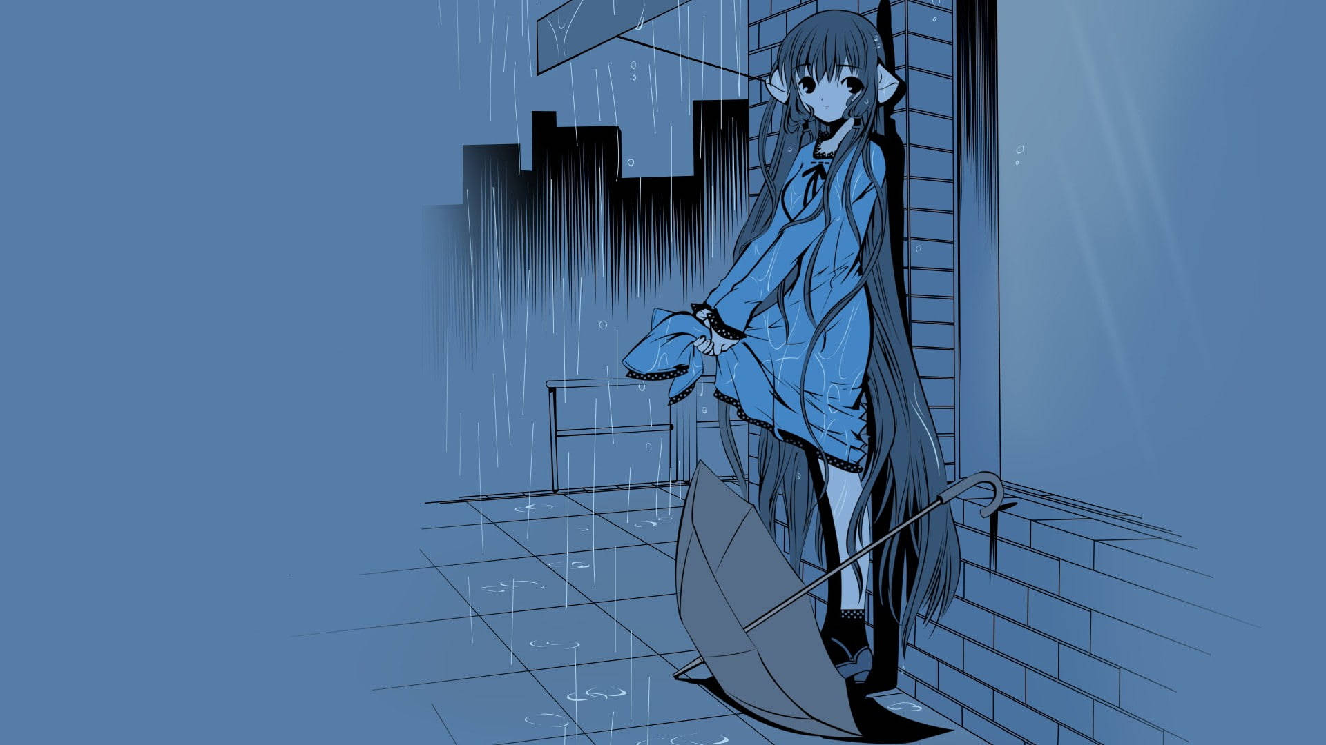 Chobits Raining Art Background