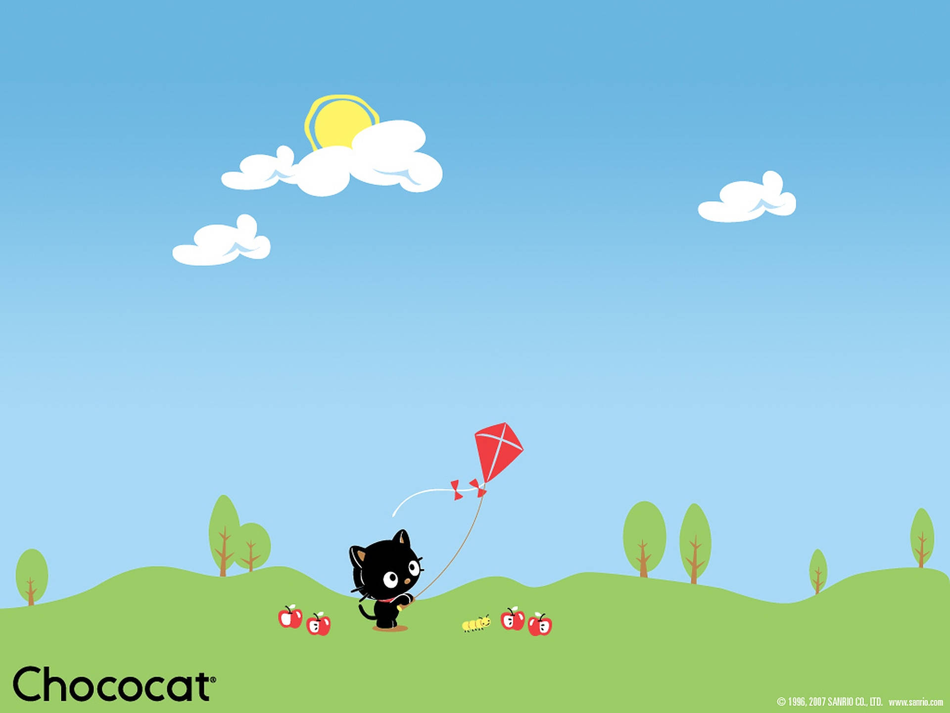 Chococat Flying A Kite Background