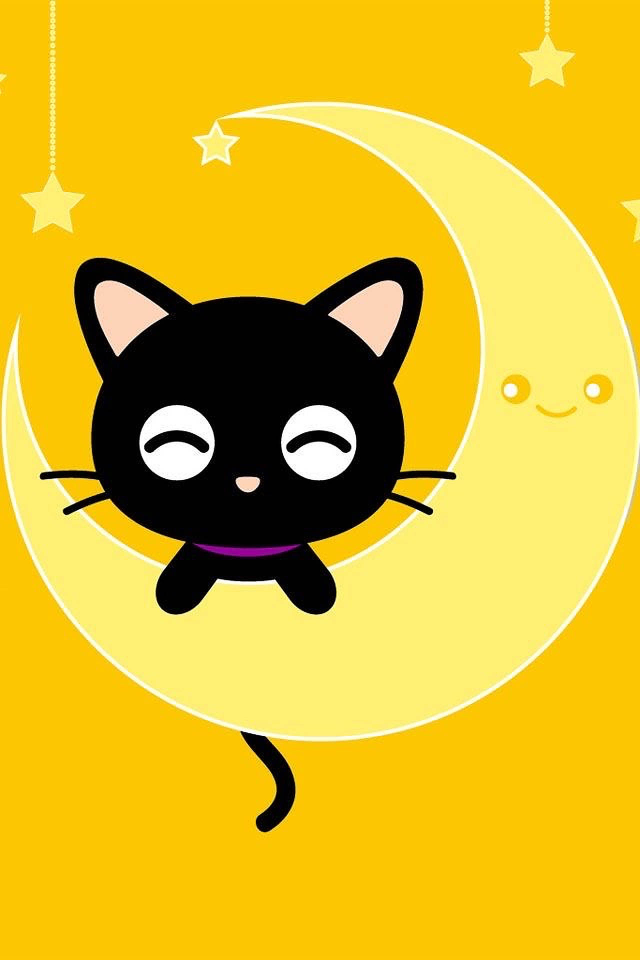 Chococat On Yellow Moon Background