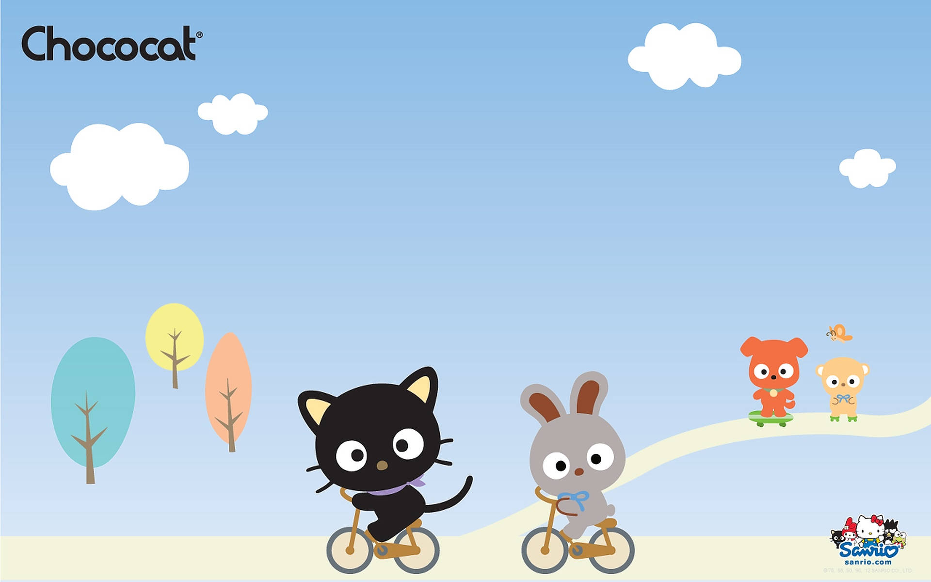 Chococat Riding Bike Background