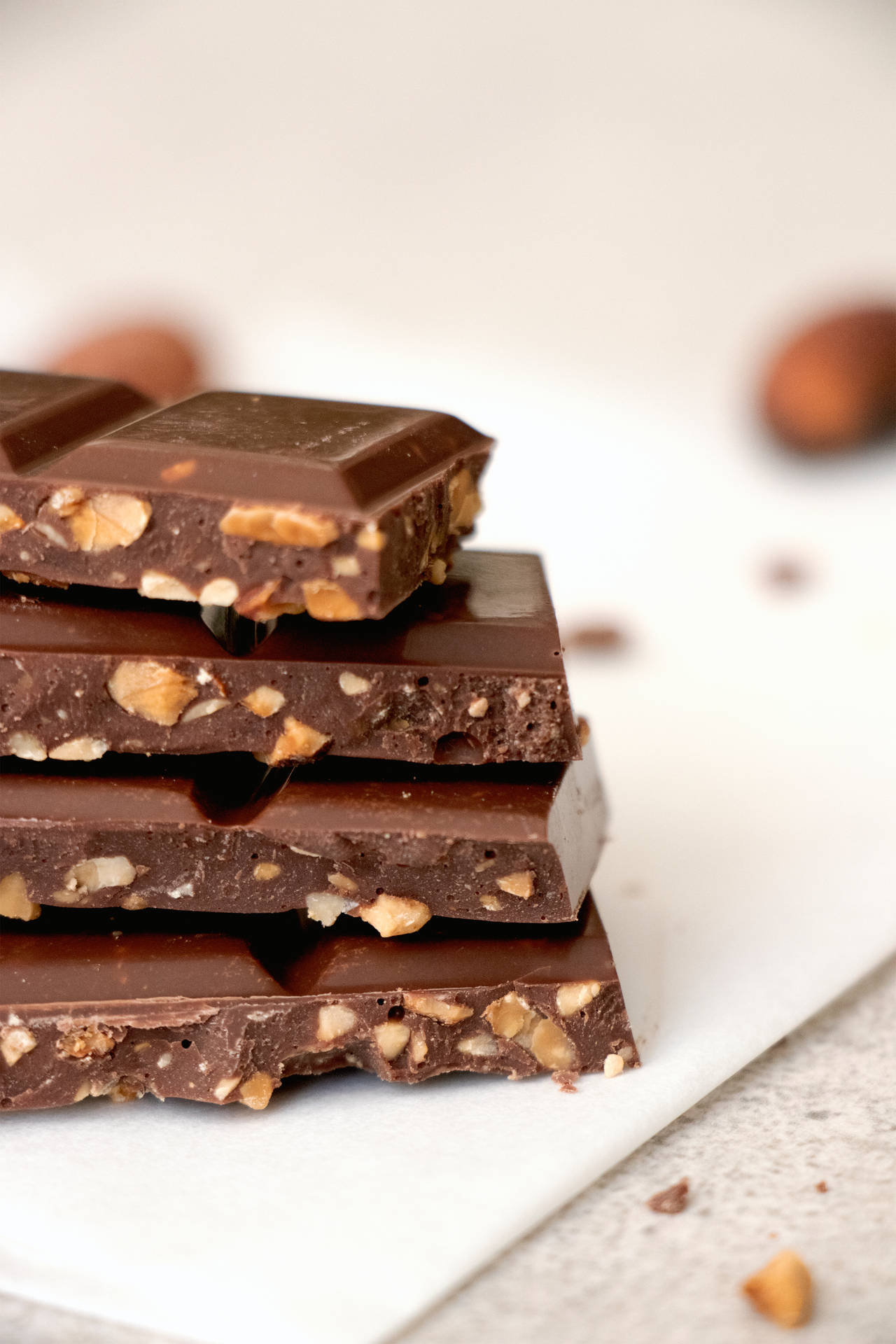 Chocolate Bars With Nuts Background