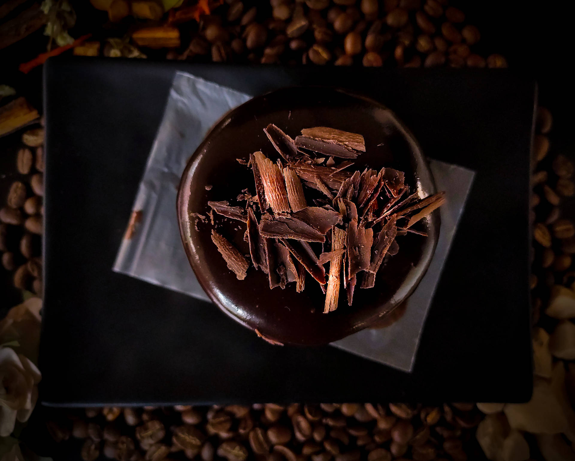 Chocolate Cake Coffee Beans Background