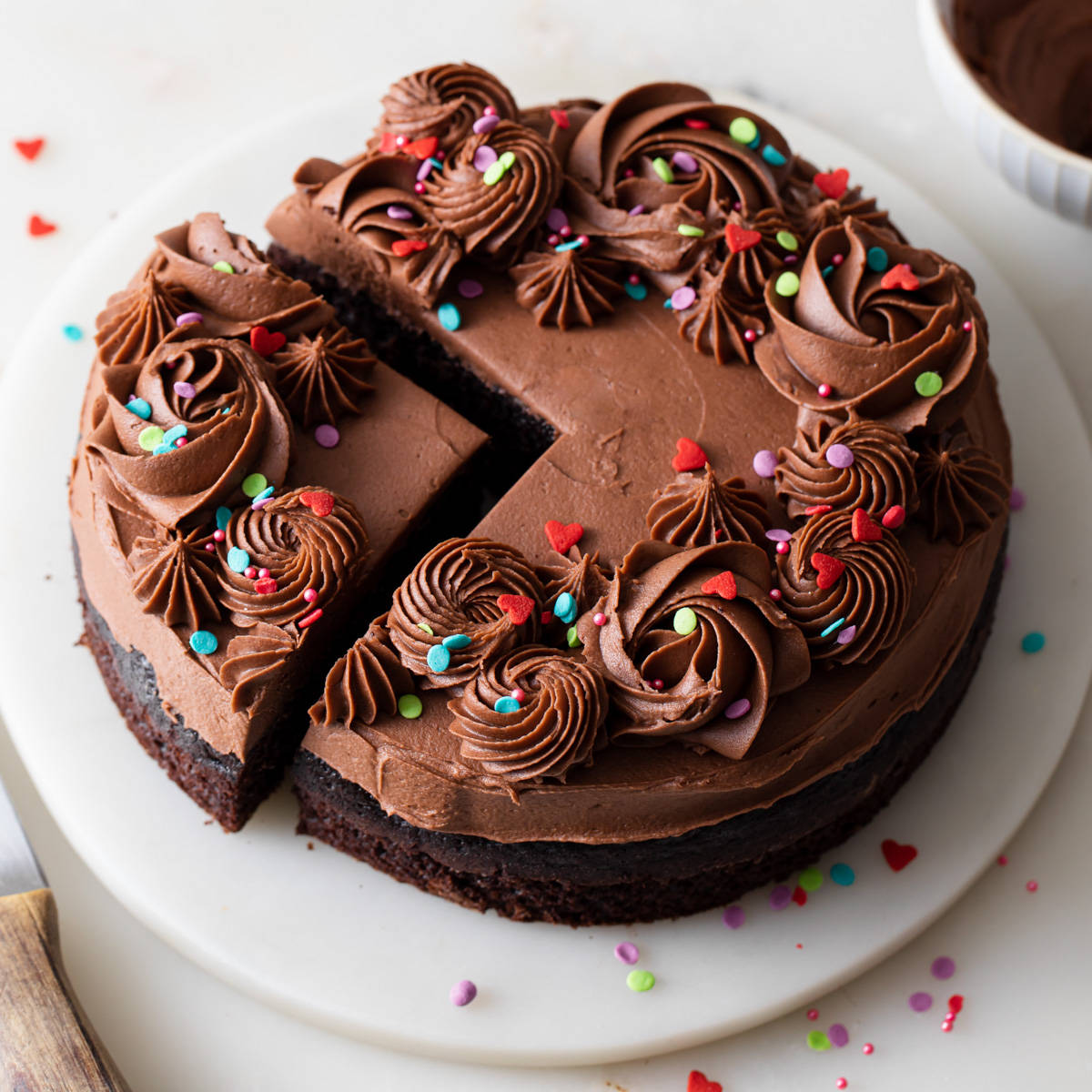 Chocolate Cake With Beautifully Shaped Icing Background