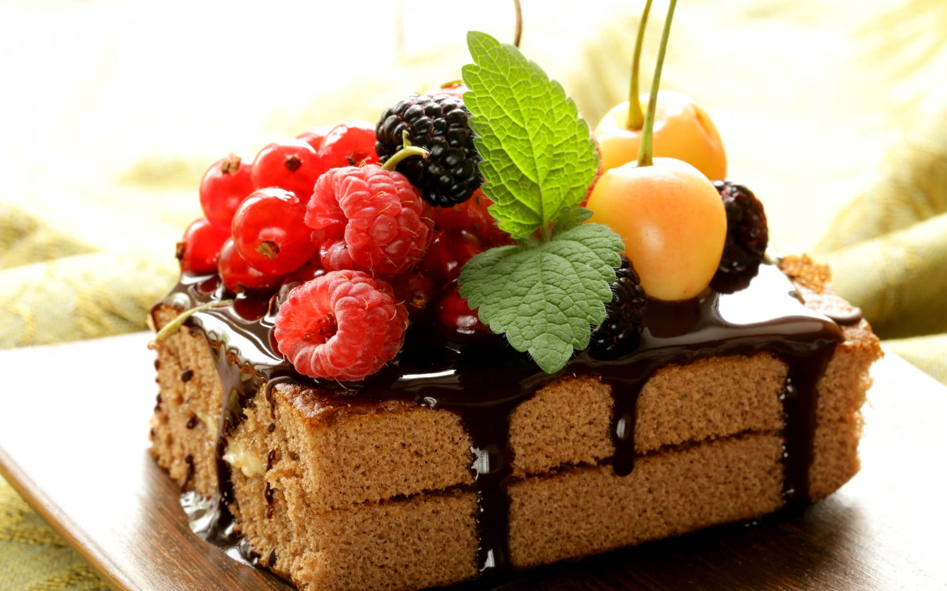 Chocolate Cake With Berries Background