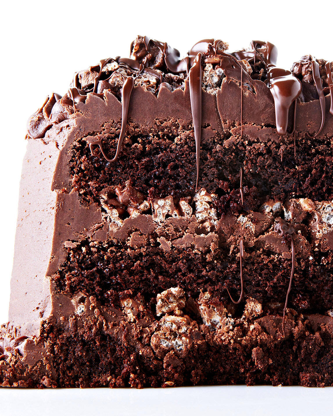 Chocolate Cake With Rice Krispie Crunch Background