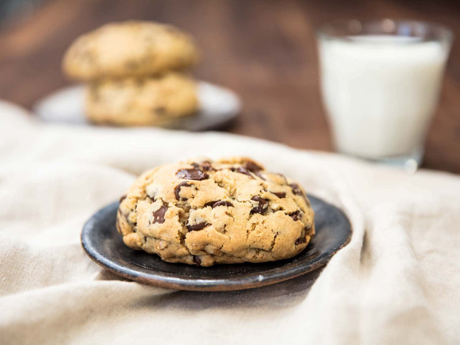 Chocolate Chip Cookieswith Milk Background