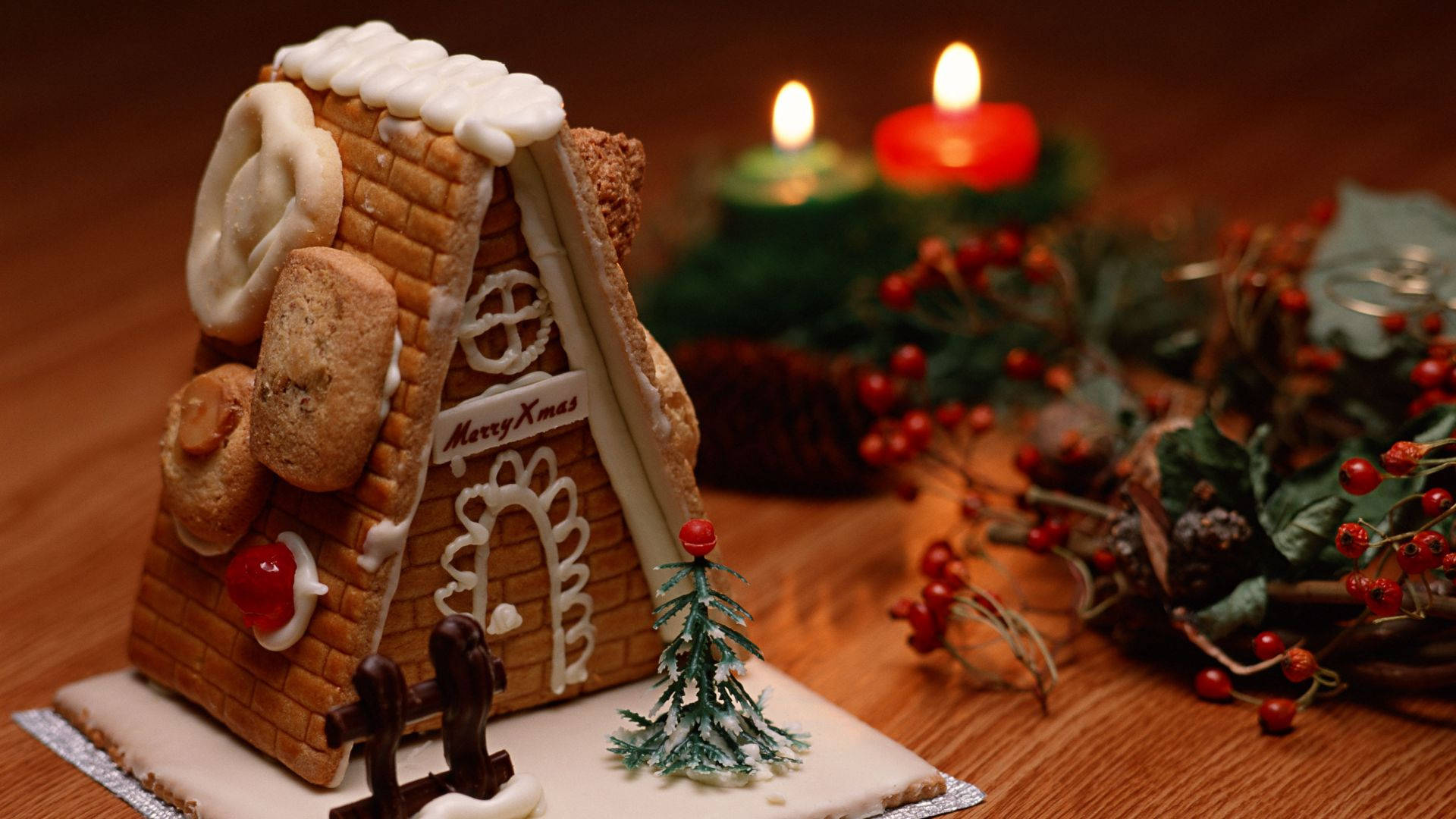 Chocolate Christmas Theme Gingerbread House Background