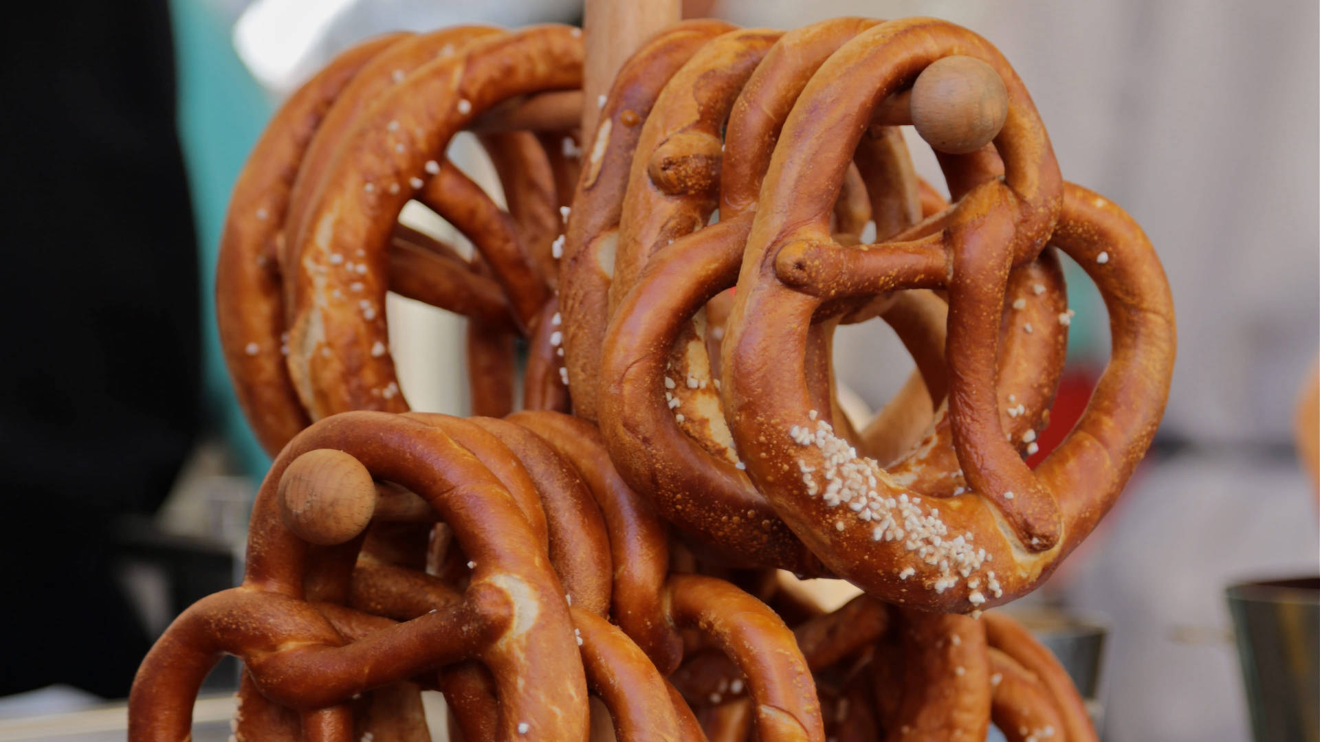 Chocolate-coated Pretzels Background