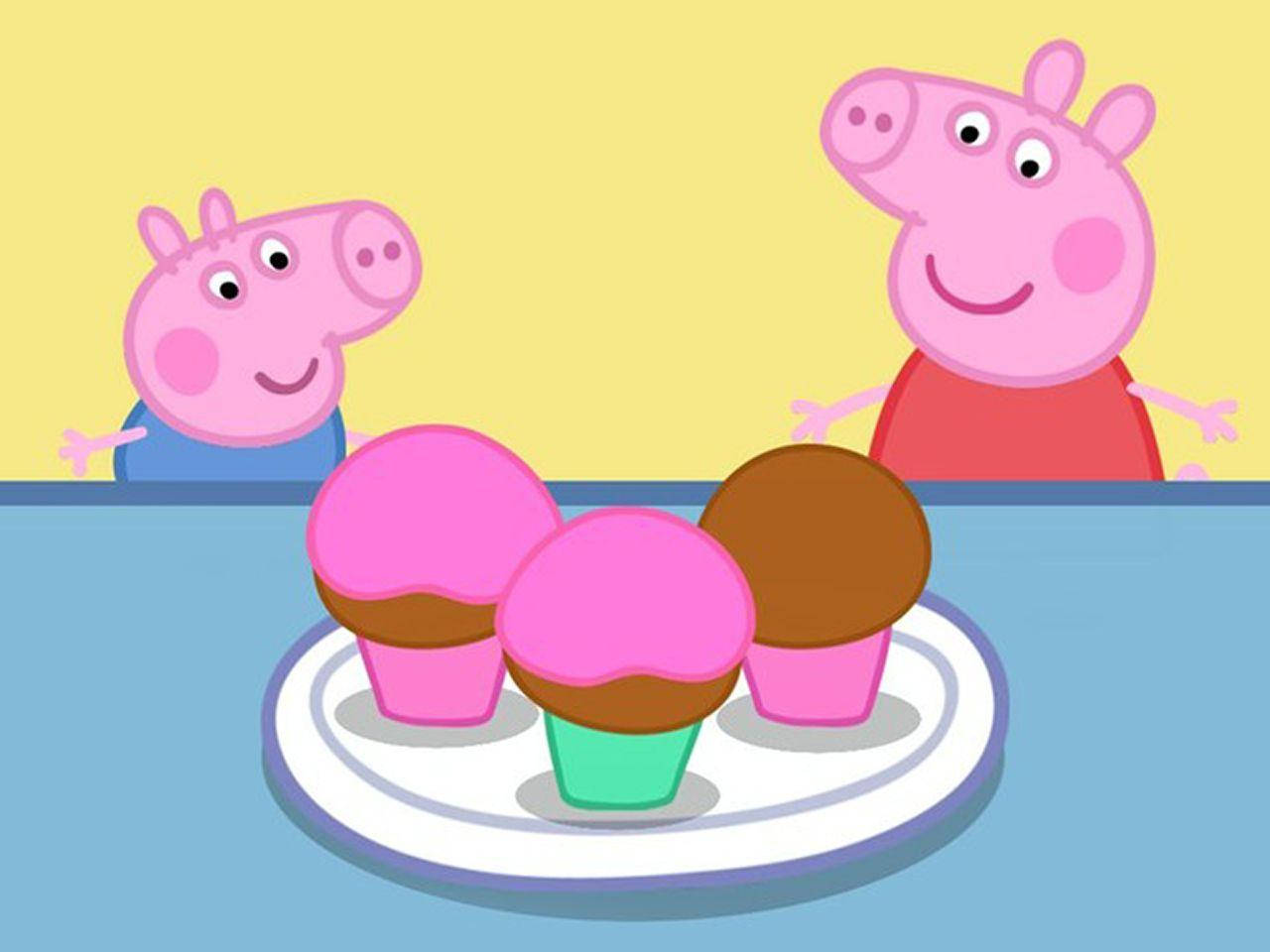 Chocolate Cupcake George And Peppa Pig Tablet Background