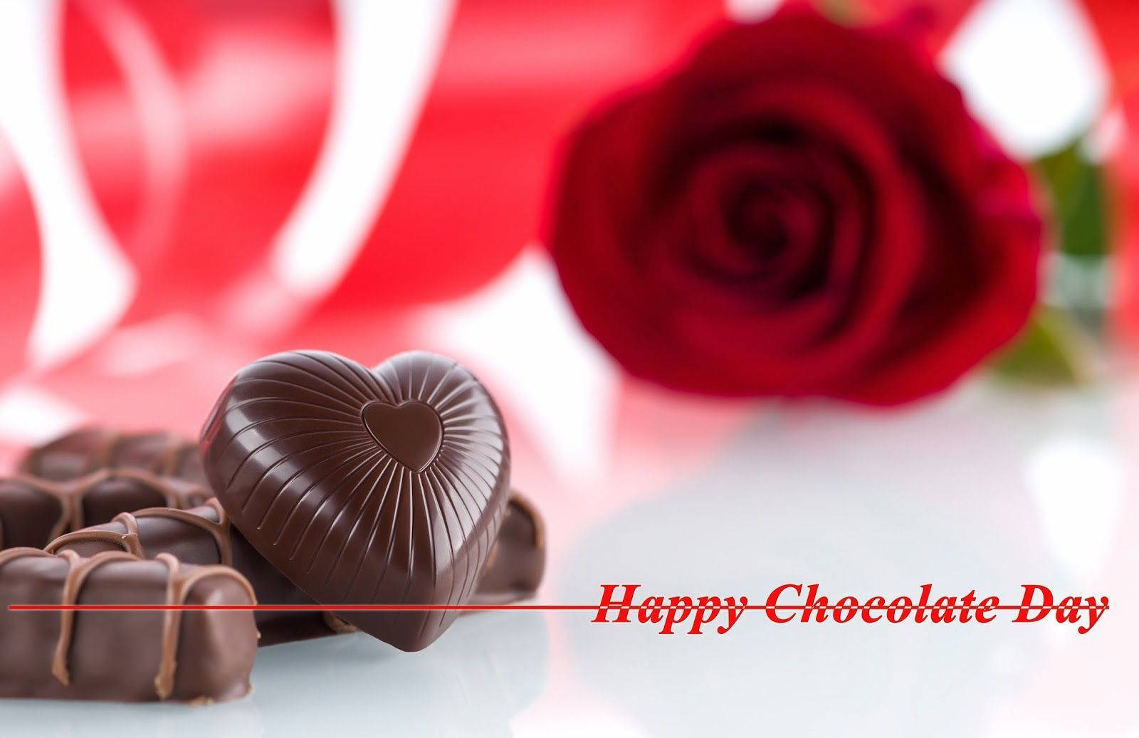 Chocolate Day With Red Rose Background