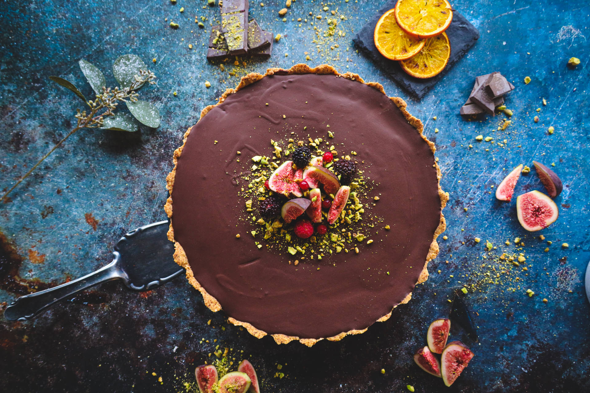 Chocolate Fruit Torte Cake Background