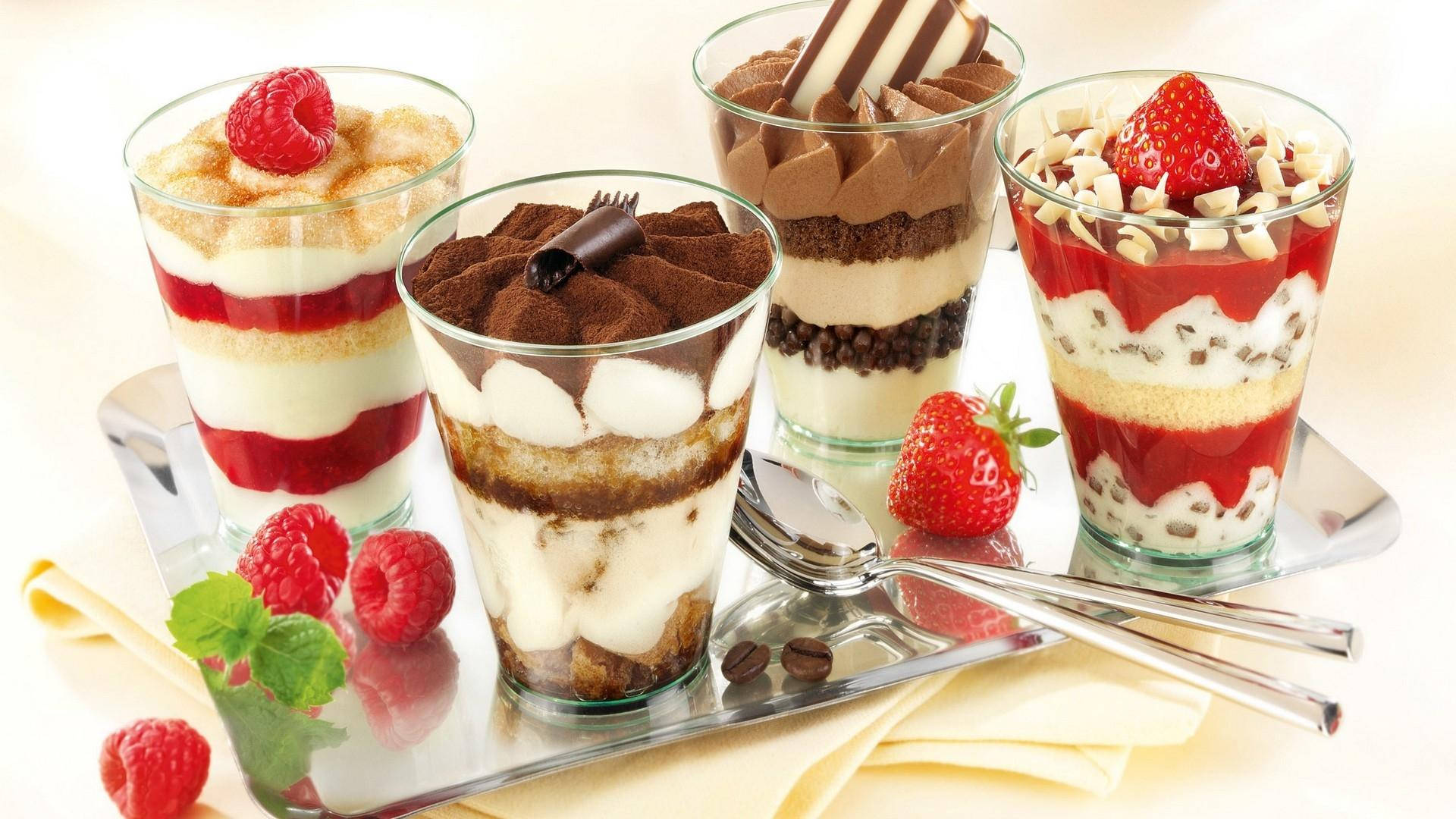 Chocolate Strawberry Pudding Dessert Background