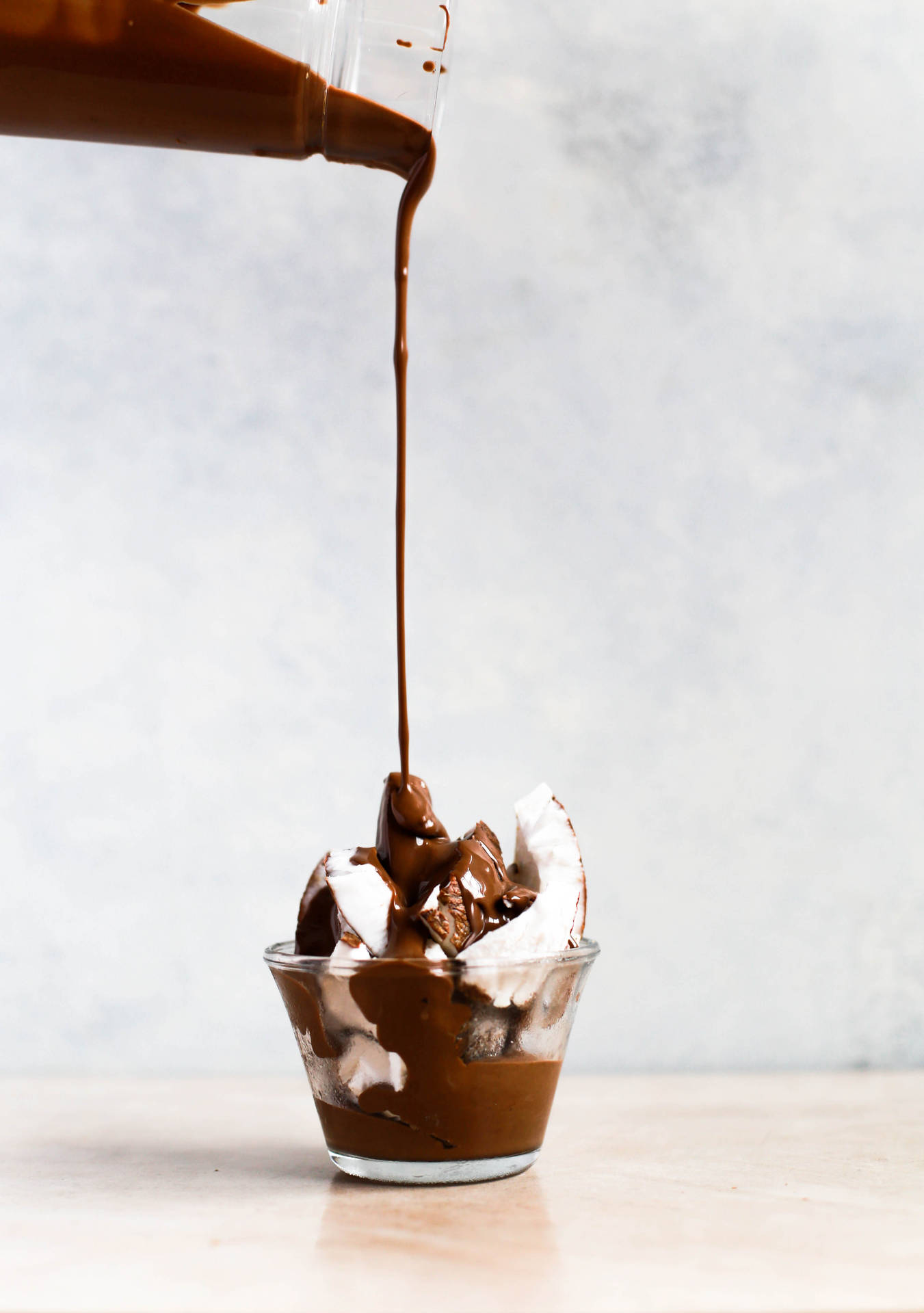 Chocolate Syrup Coconut Meat Background