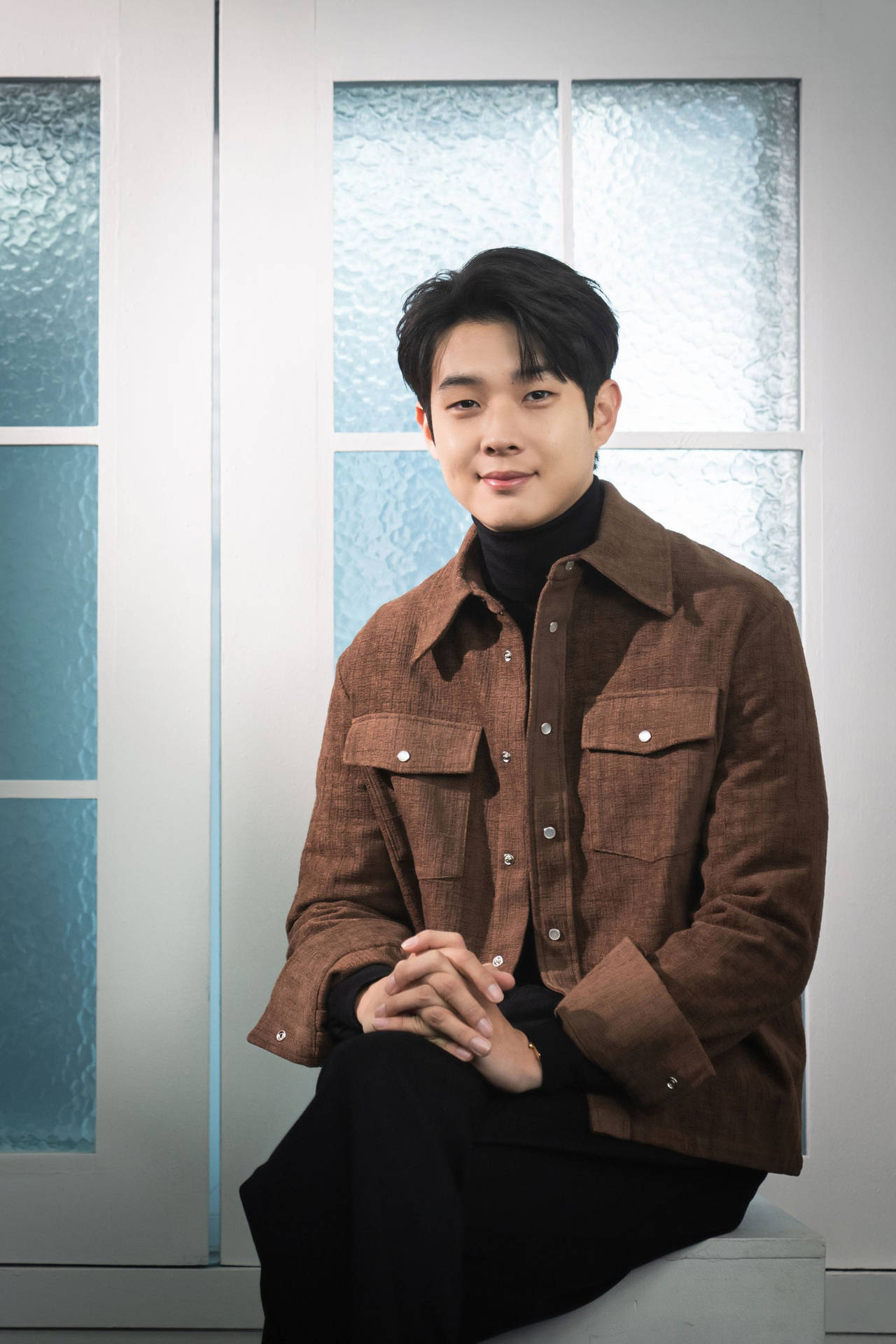 Choi Woo Shik In Brown Jacket Background