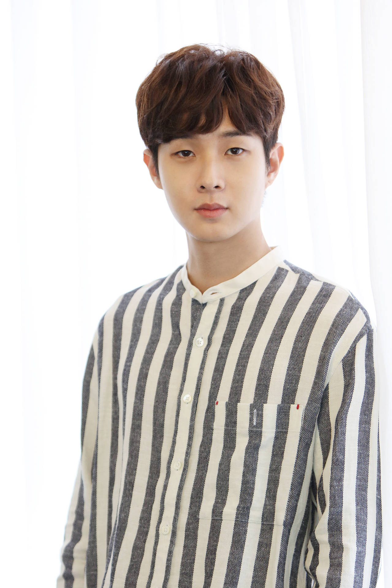 Choi Woo Shik In Striped Long Sleeves Background