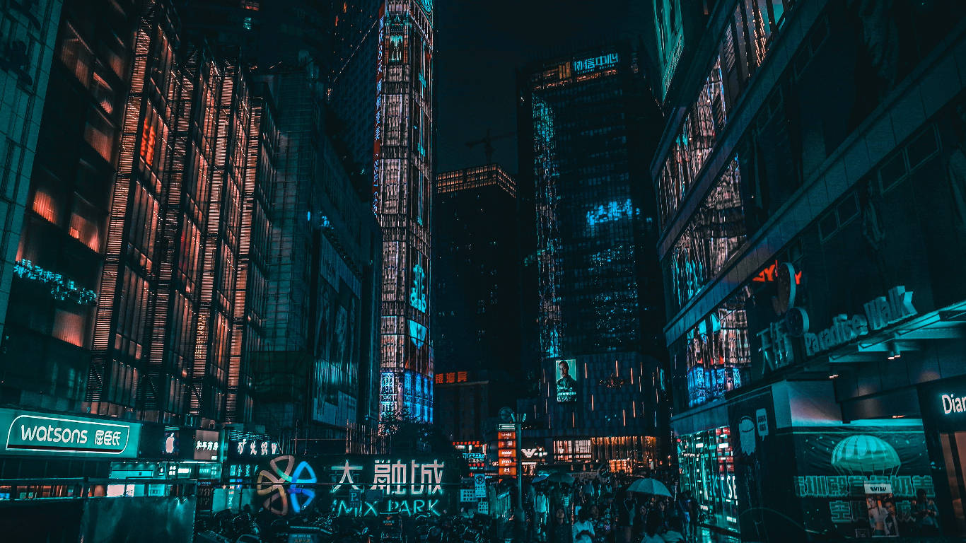 Chongqing China Cyberpunk Aesthetic Background