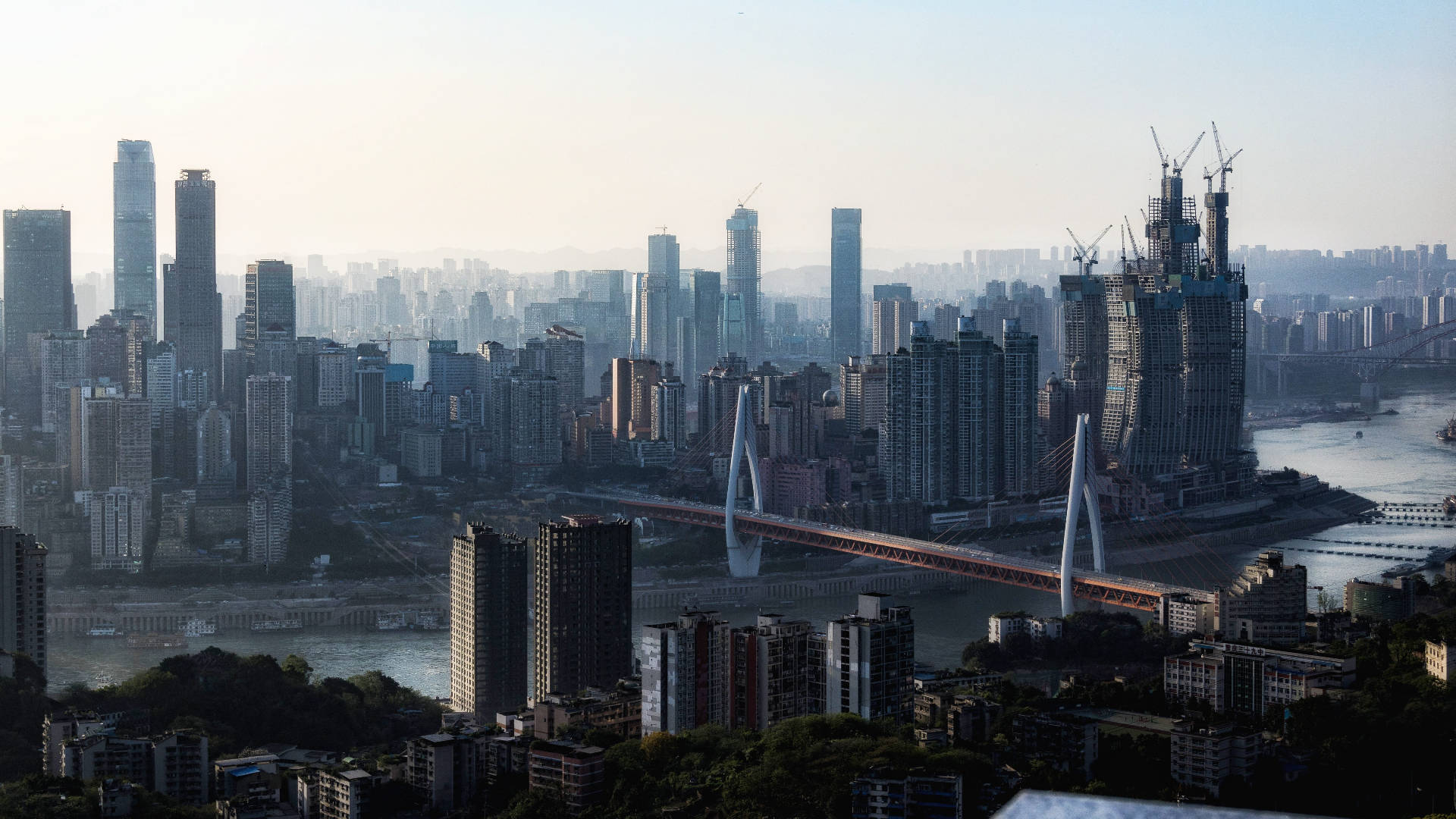 Chongqing China Faded Cityscape Background