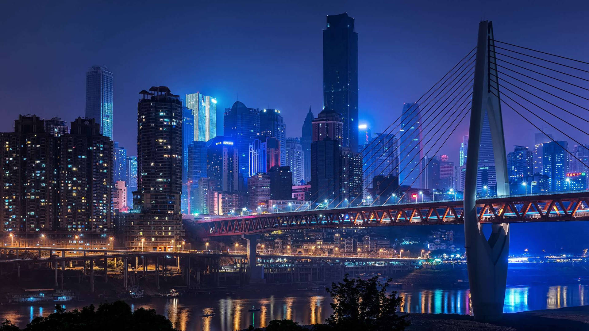 Chongqing China Night Aesthetic Background