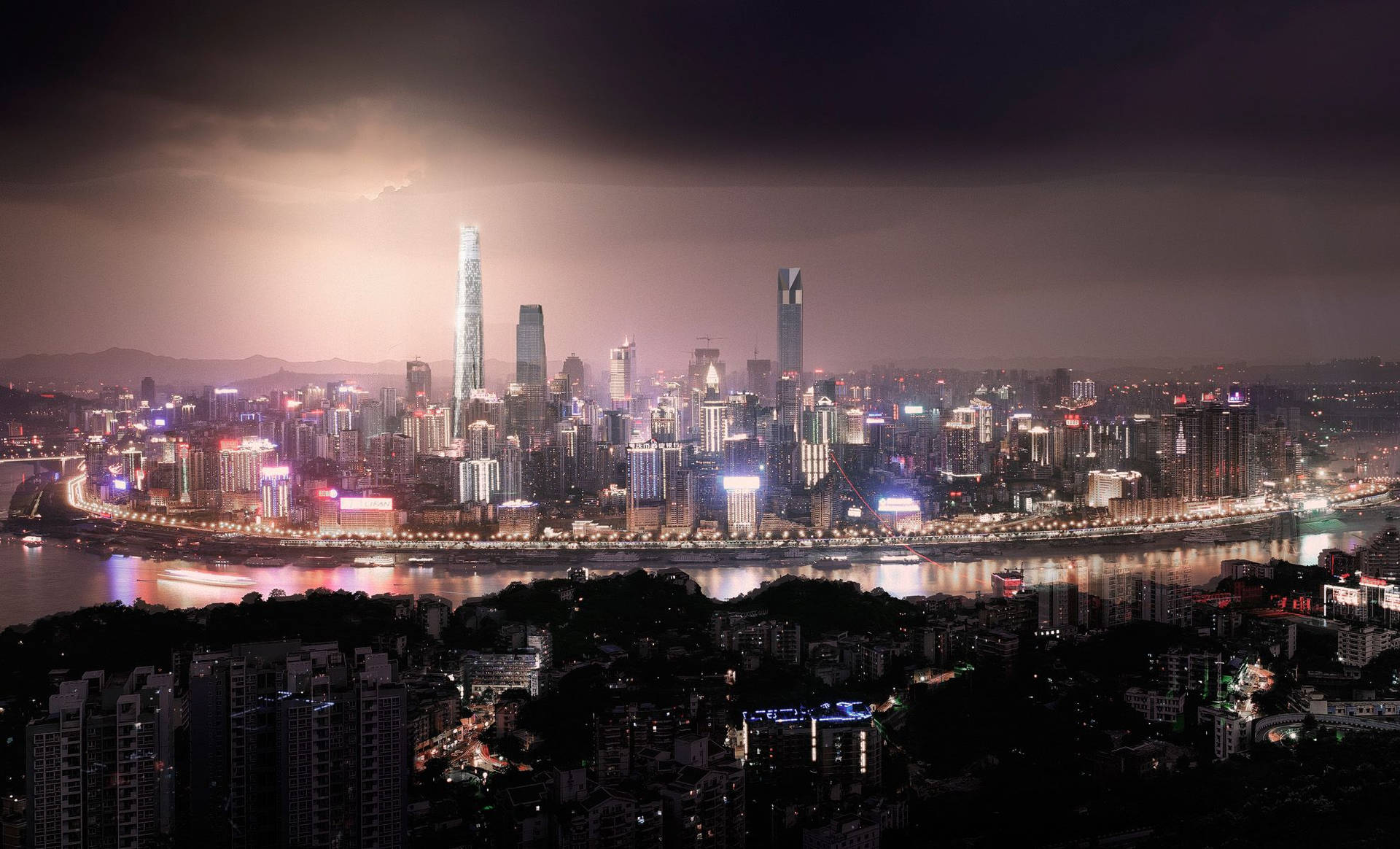 Chongqing China Nightview Background