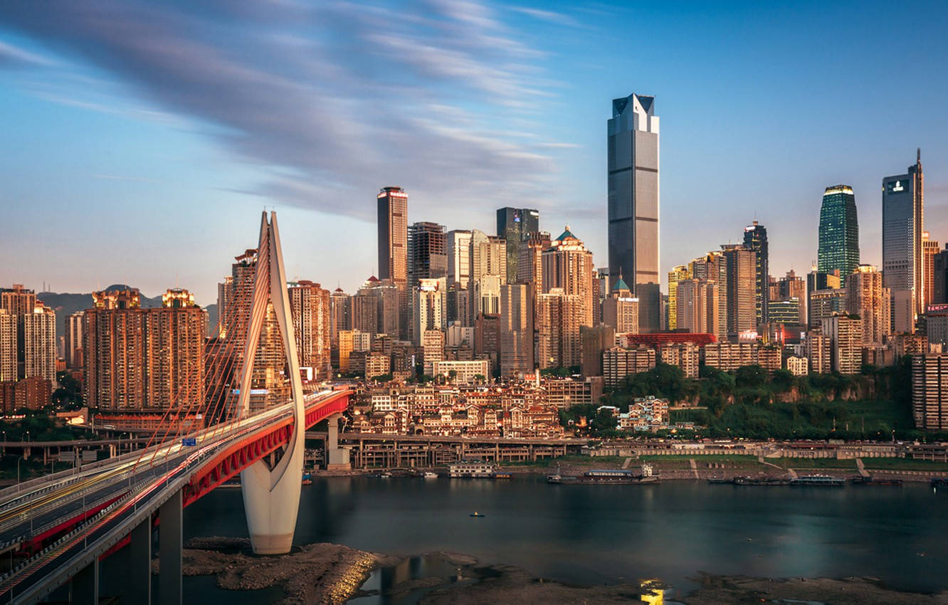 Chongqing China Vintage Cityscape Background