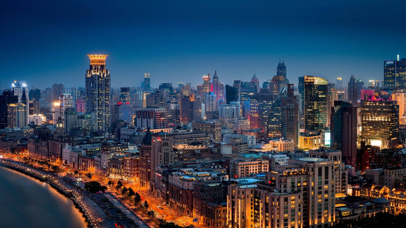 Chongqing City China Blue Nightview Background