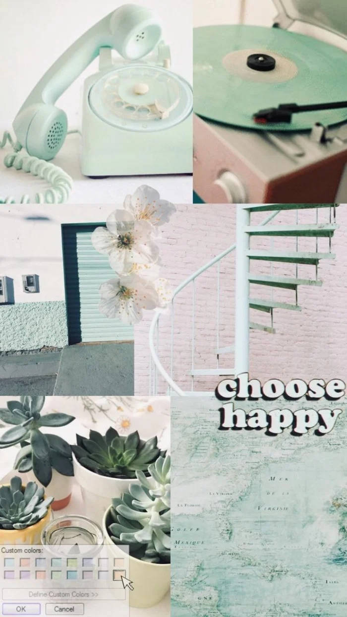 Choose Happy Pastel Green Aesthetic Background
