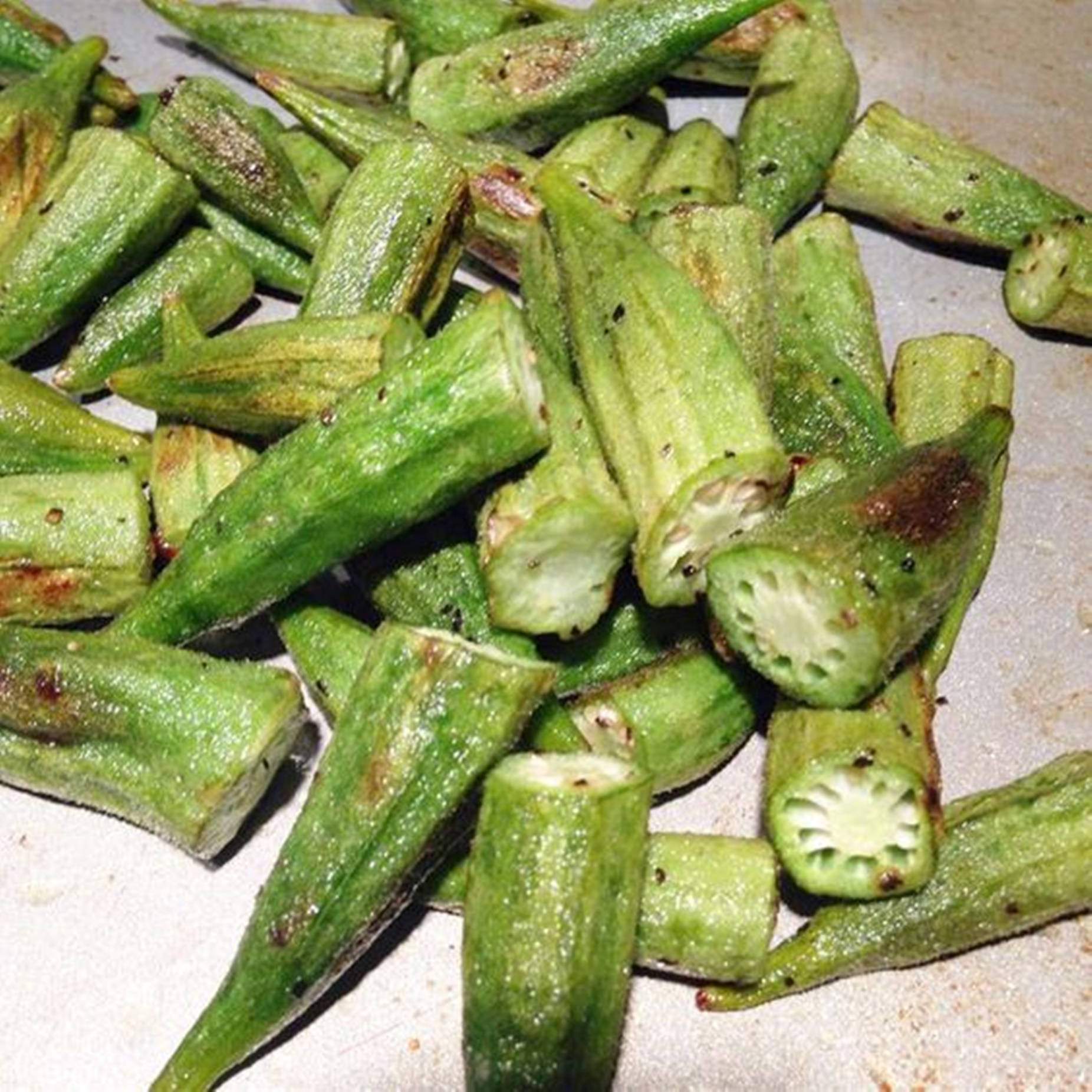 Chopped Fried Green Okras Background