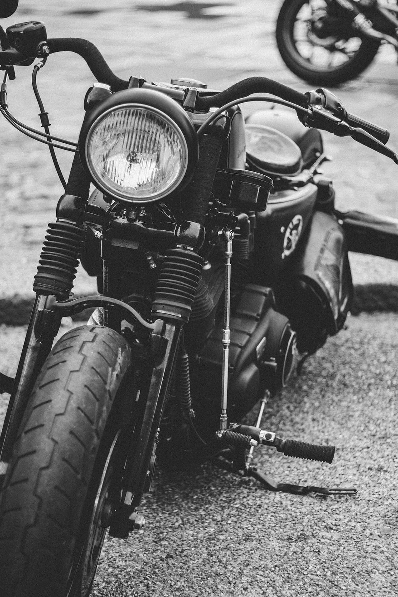 Chopper Motorcycle Monochromatic Shot Background