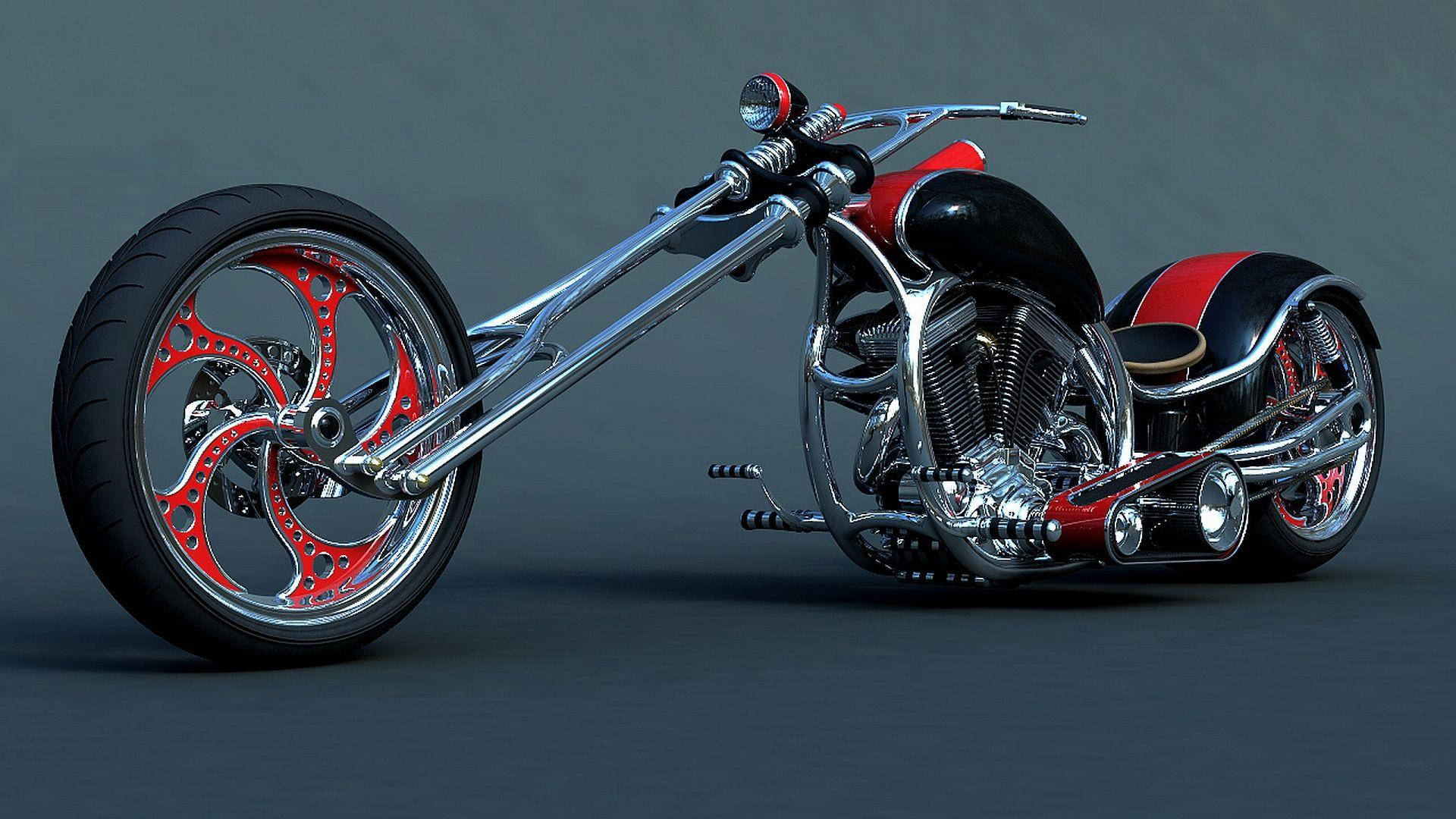 Chopper Motorcycle Red And Black Background