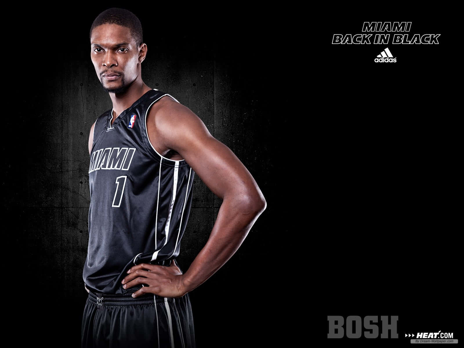 Chris Bosh Miami Heat Back In Black Promotional Poster Background