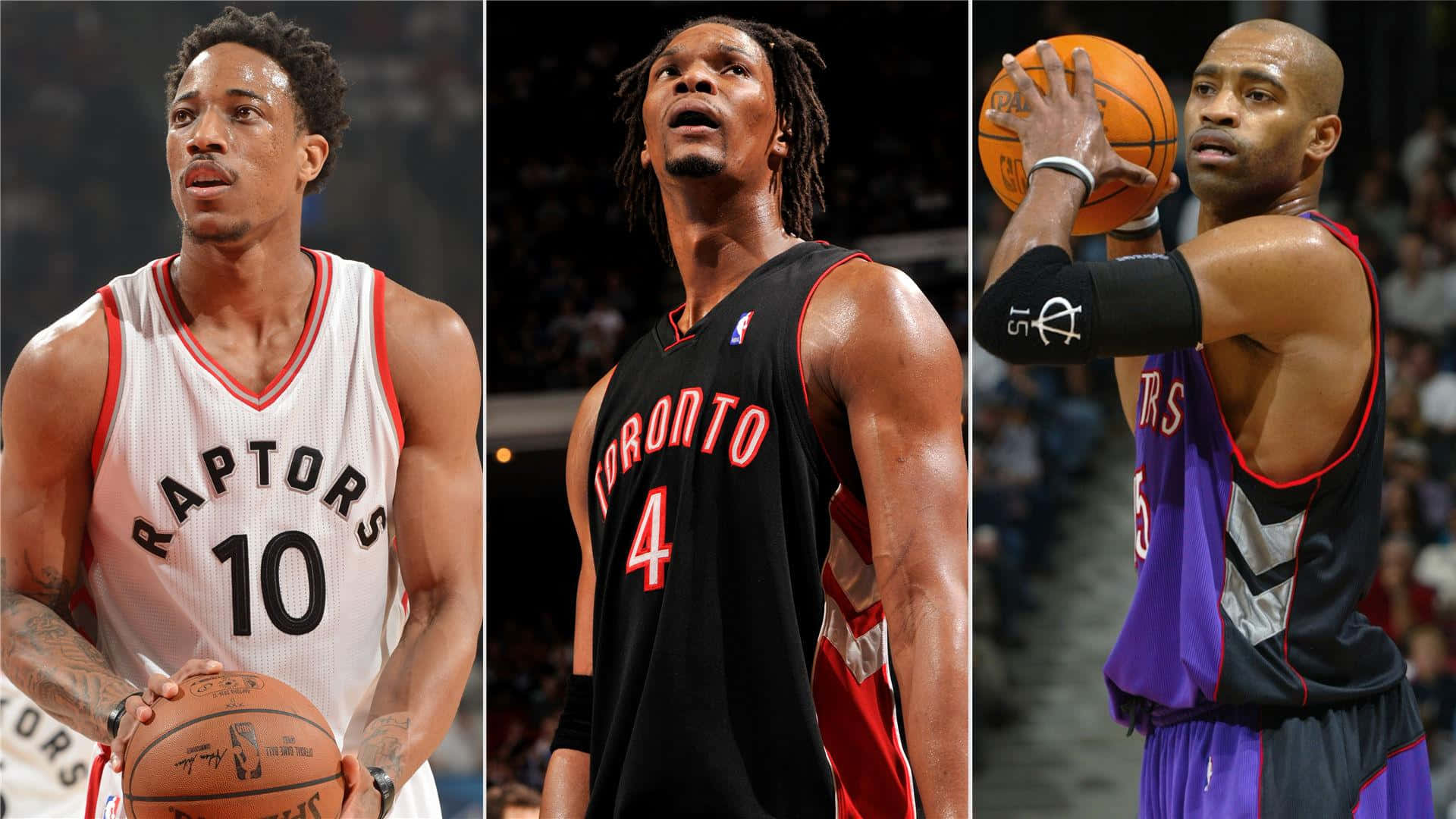 Chris Bosh With Demar Derozan And Vince Carter Collage Background