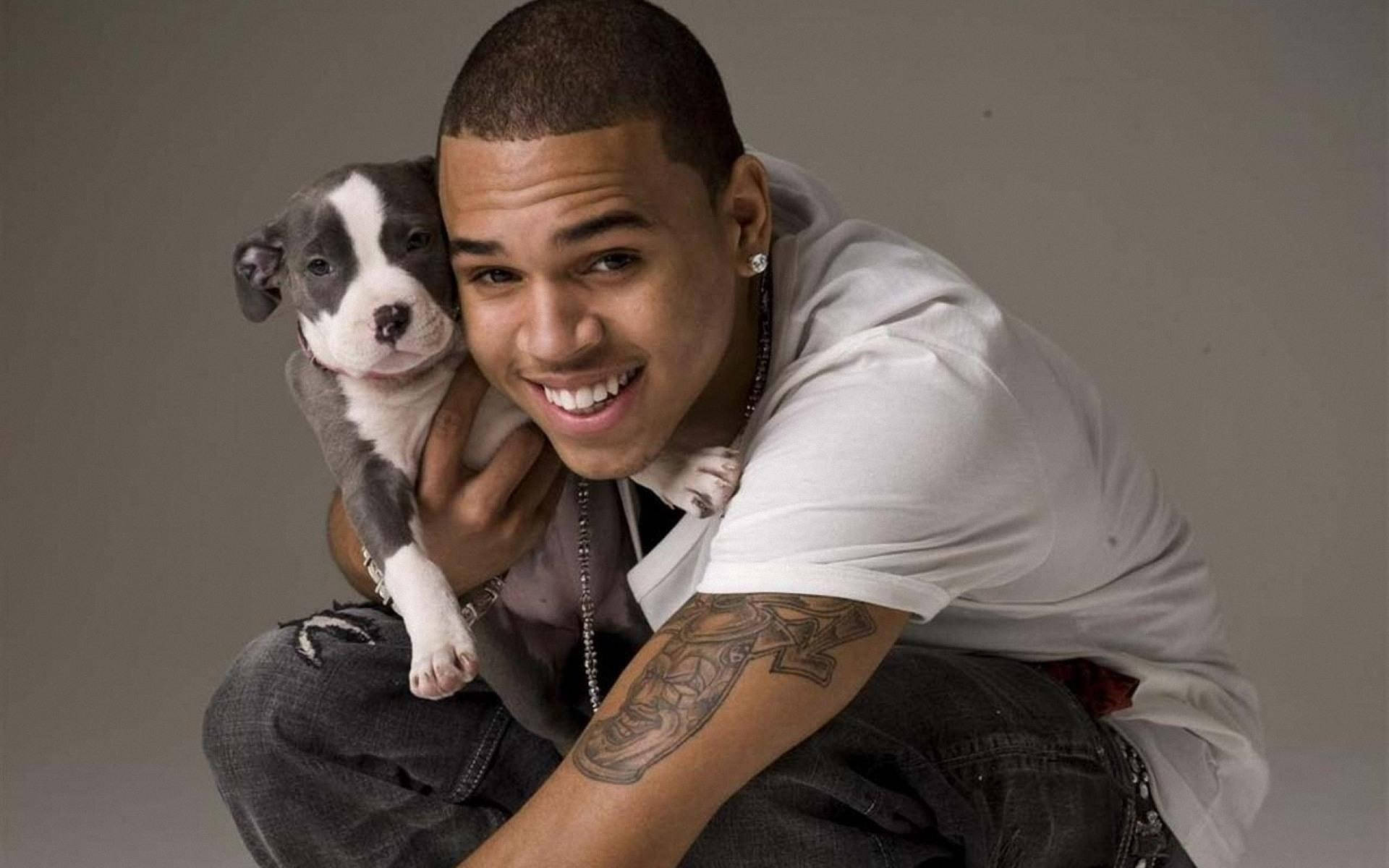 Chris Brown With Puppy